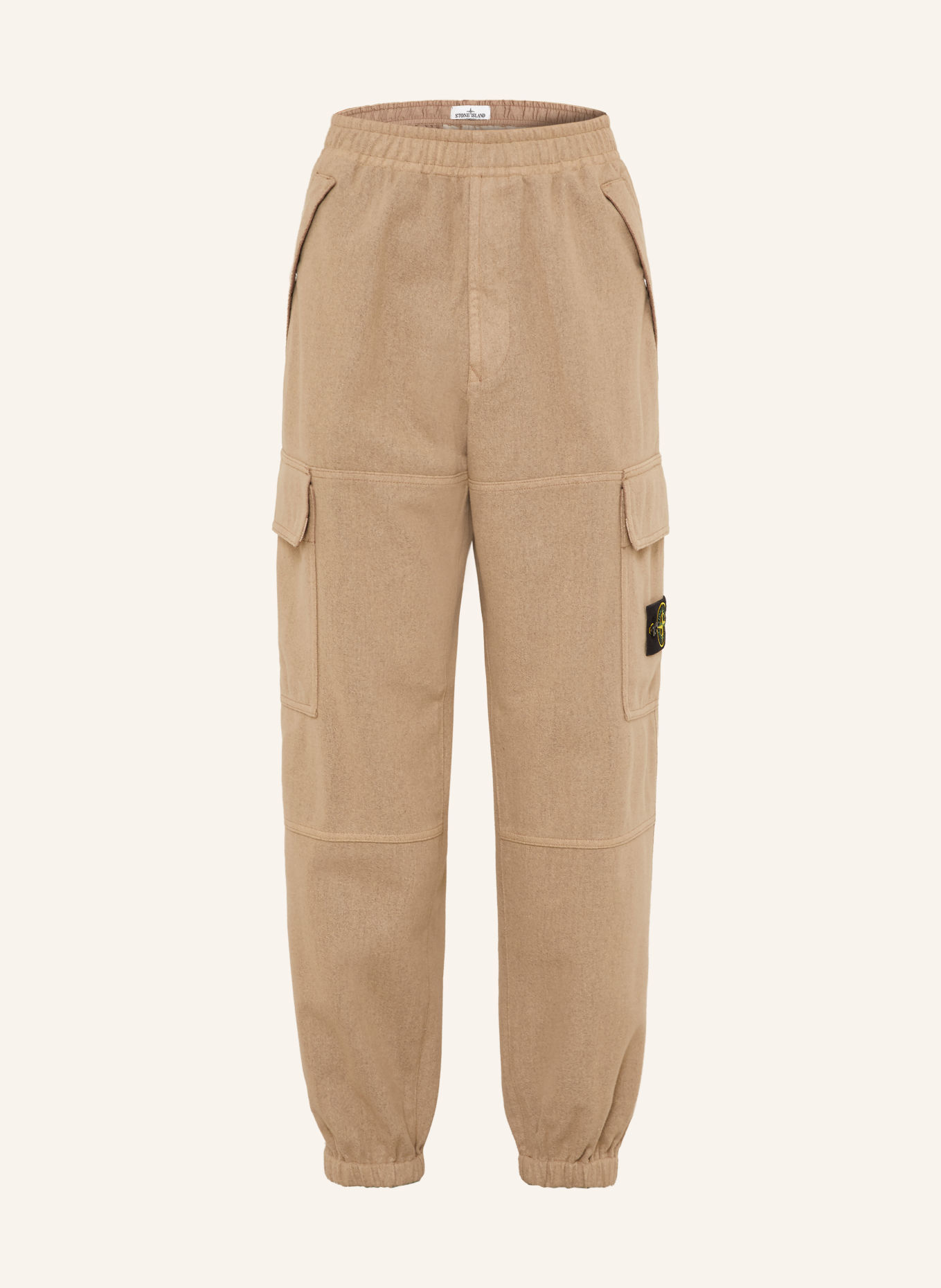 STONE ISLAND Loose-fit flannel cargo trousers: BEIGE