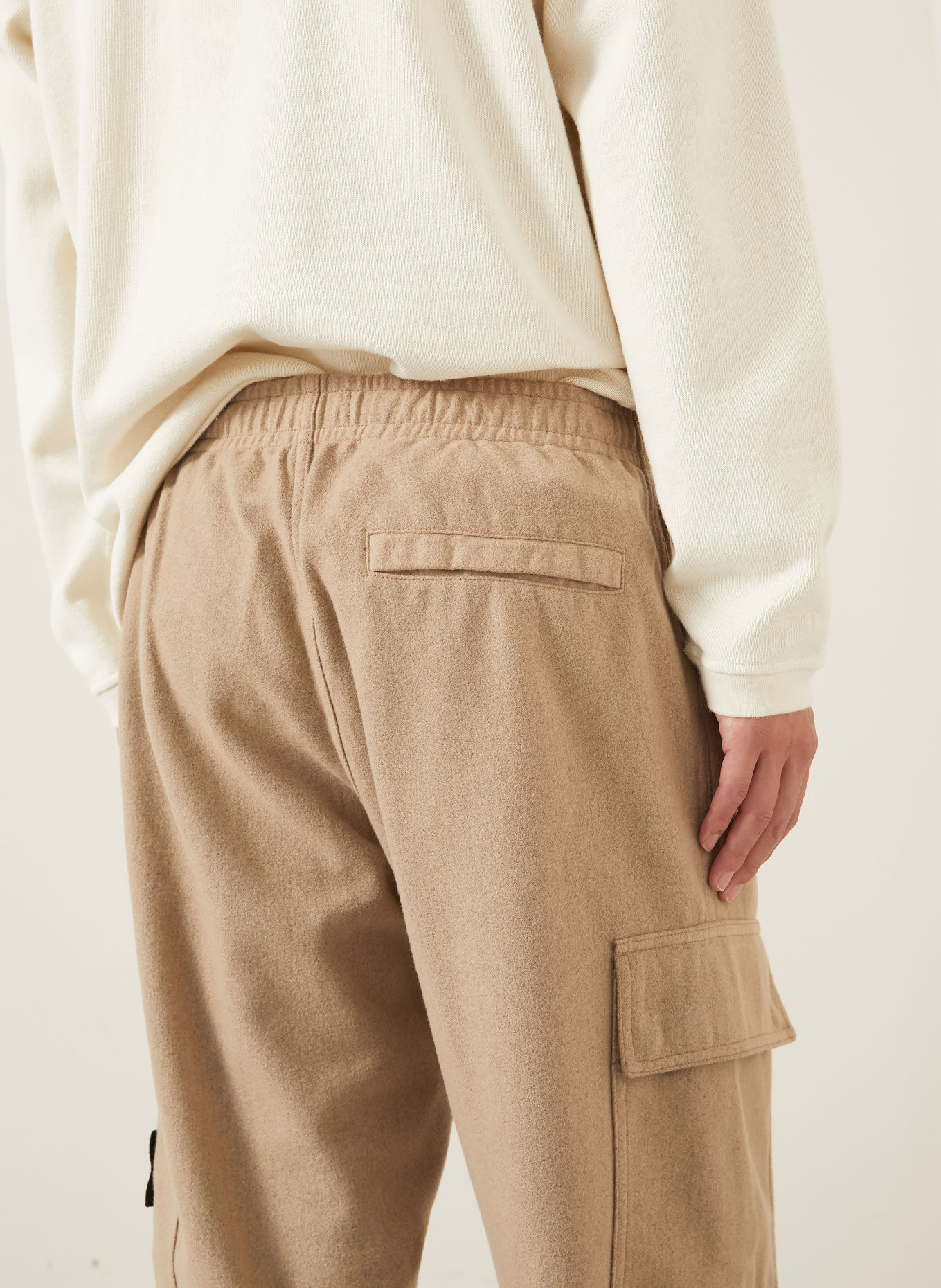 STONE ISLAND Loose-fit flannel cargo trousers: BEIGE