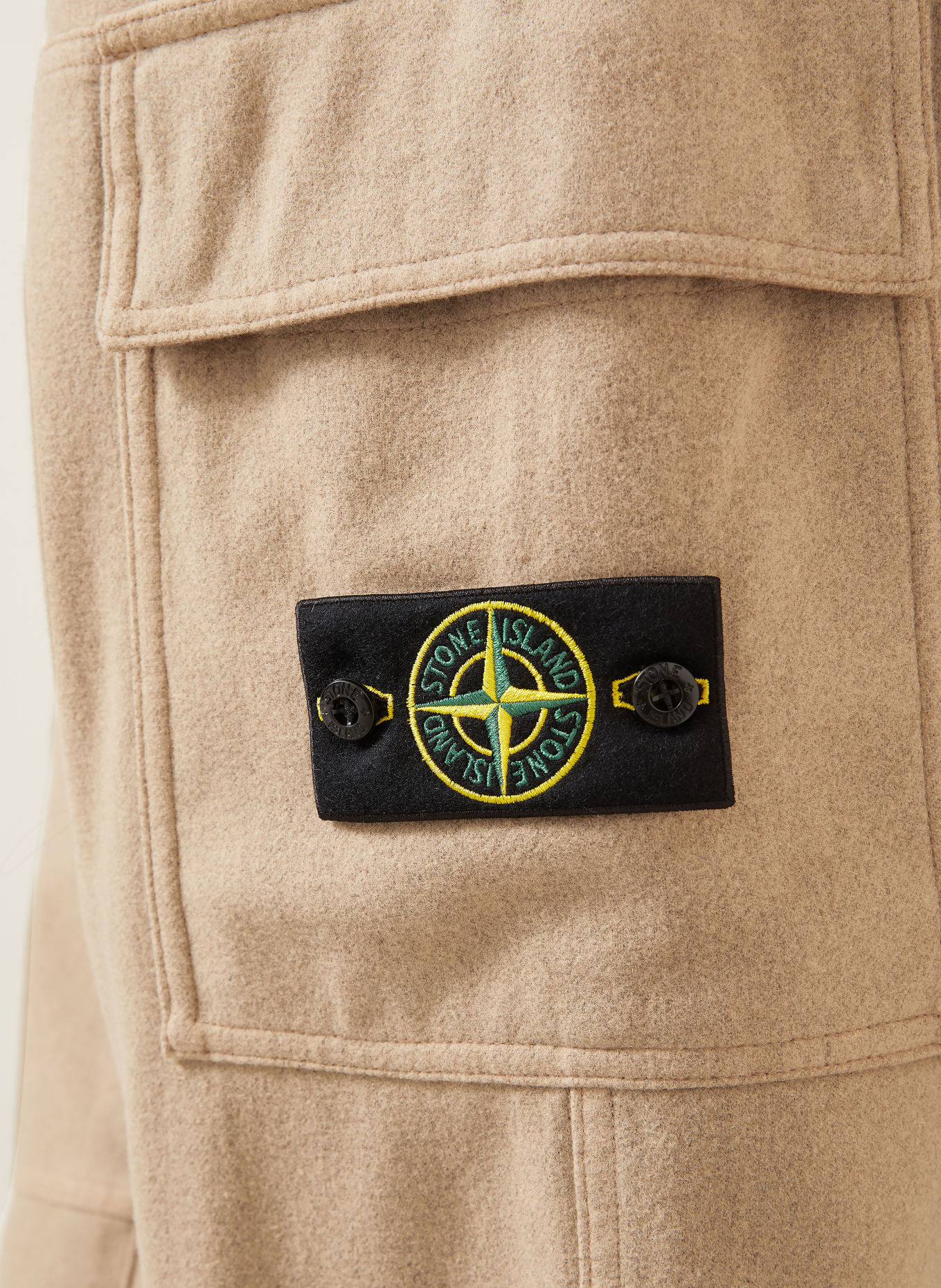 STONE ISLAND Loose-fit flannel cargo trousers: BEIGE