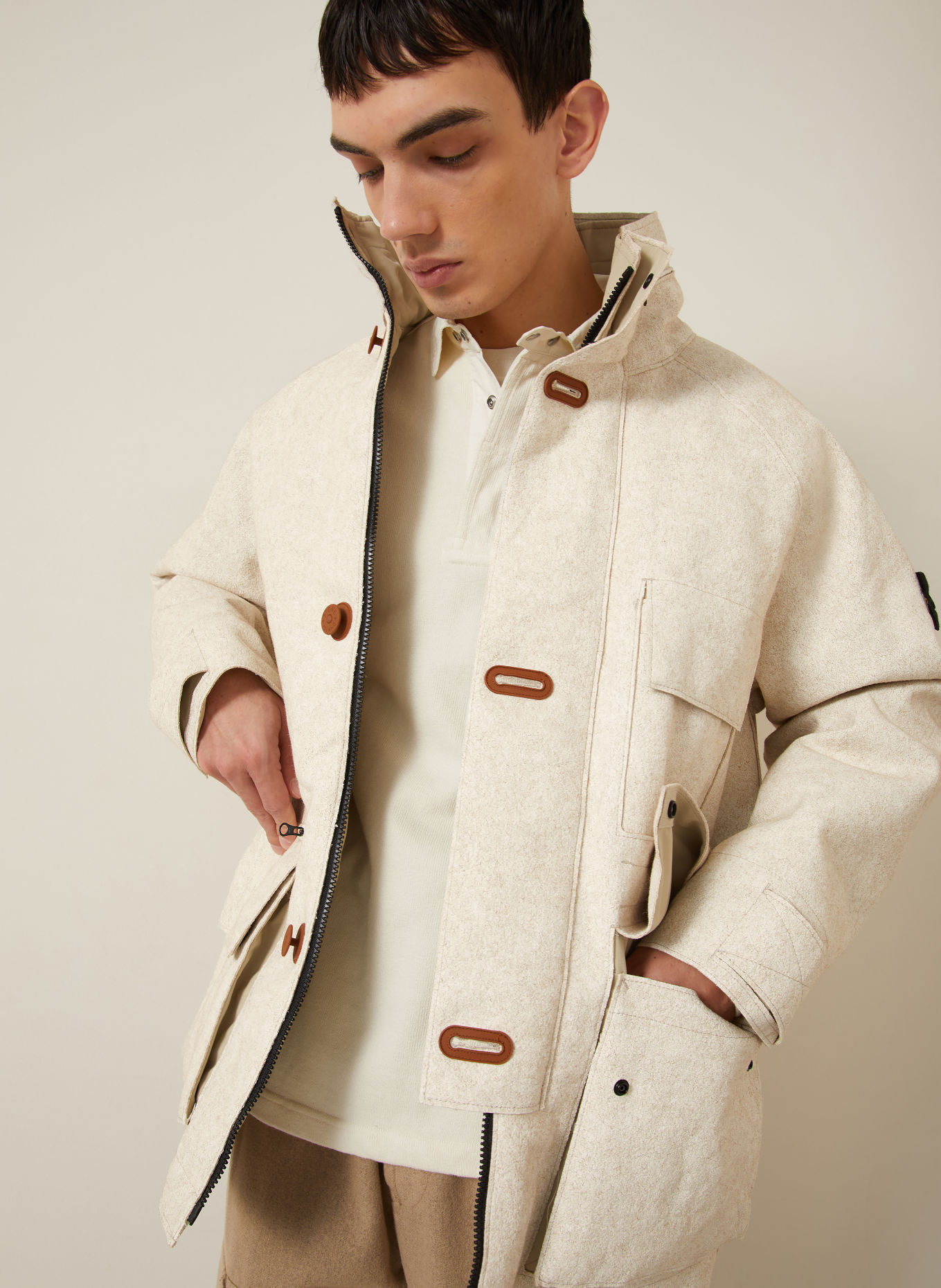 STONE ISLAND Parka en duvet: CRÈME
