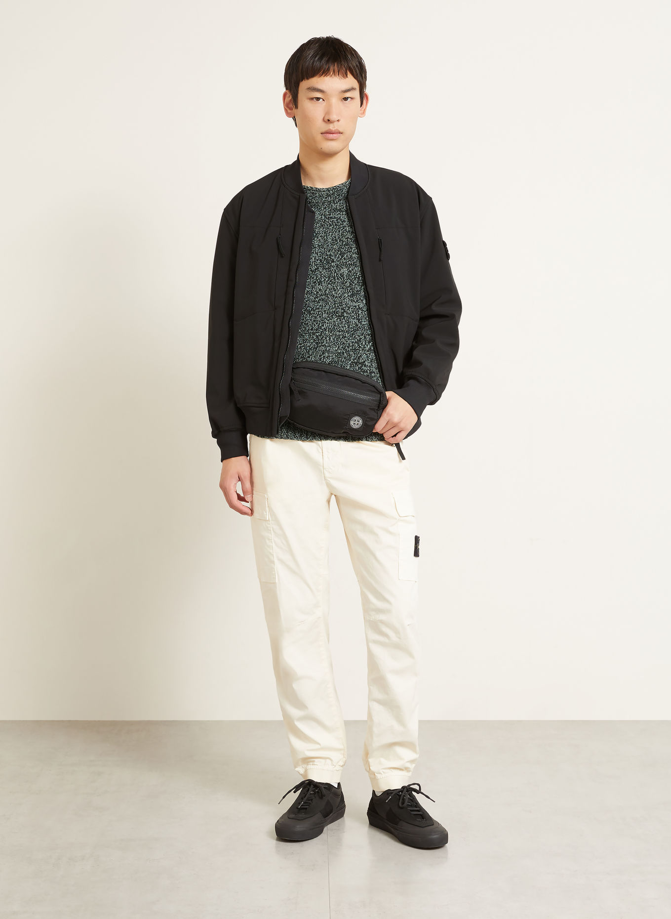 STONE ISLAND Bomberka typu softshell: CZARNY