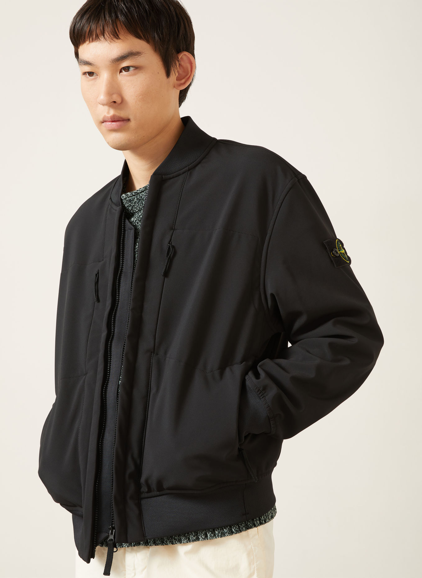 STONE ISLAND Bomberka typu softshell: CZARNY