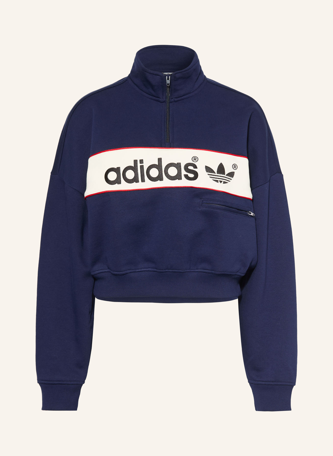 adidas Originals Bluza dresowa typu troyer: GRANATOWY / BIAŁY / CZARNY