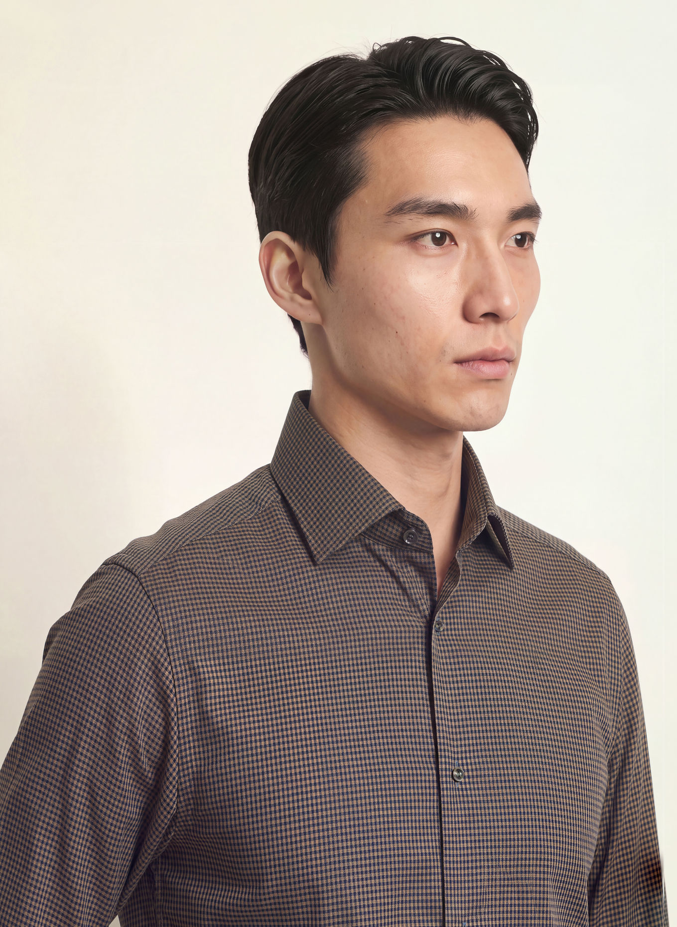 ETON Slim-Fit Shirt: BROWN / DARK BLUE