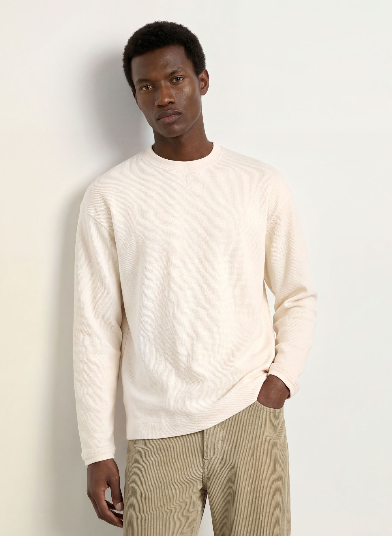 ARMEDANGELS MAARKOS Long-sleeve shirt in Piqué: WHITE
