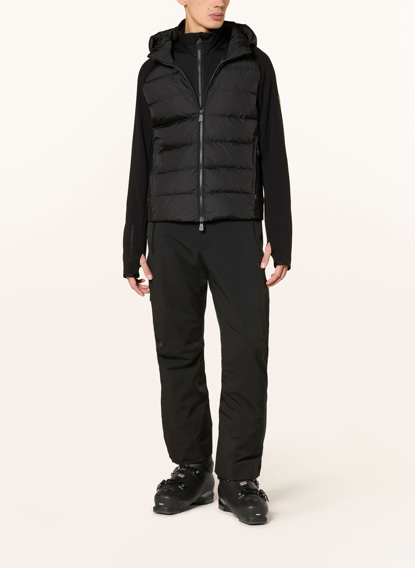MONCLER GRENOBLE Quilted jacket in a mix of materials: BLACK