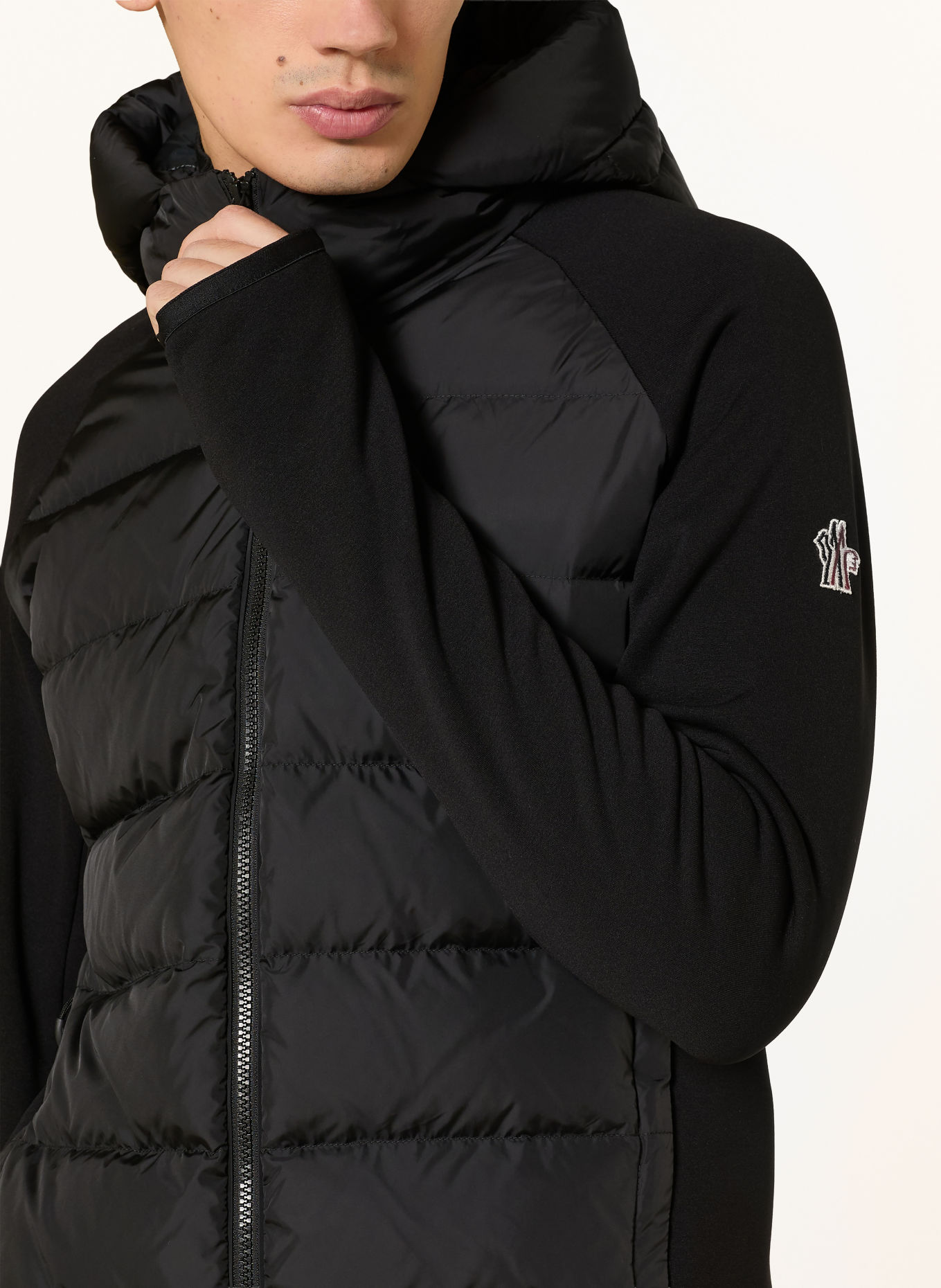 MONCLER GRENOBLE Quilted jacket in a mix of materials: BLACK