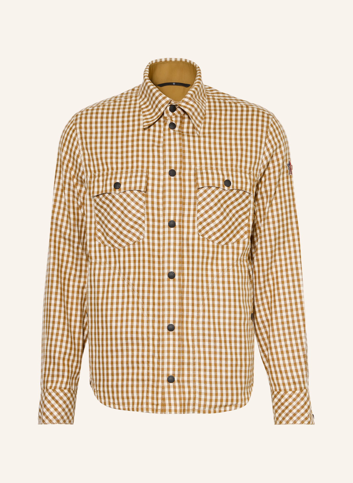 MONCLER GRENOBLE Flanellhemd Regular Fit: CREME / HELLBRAUN / BRAUN