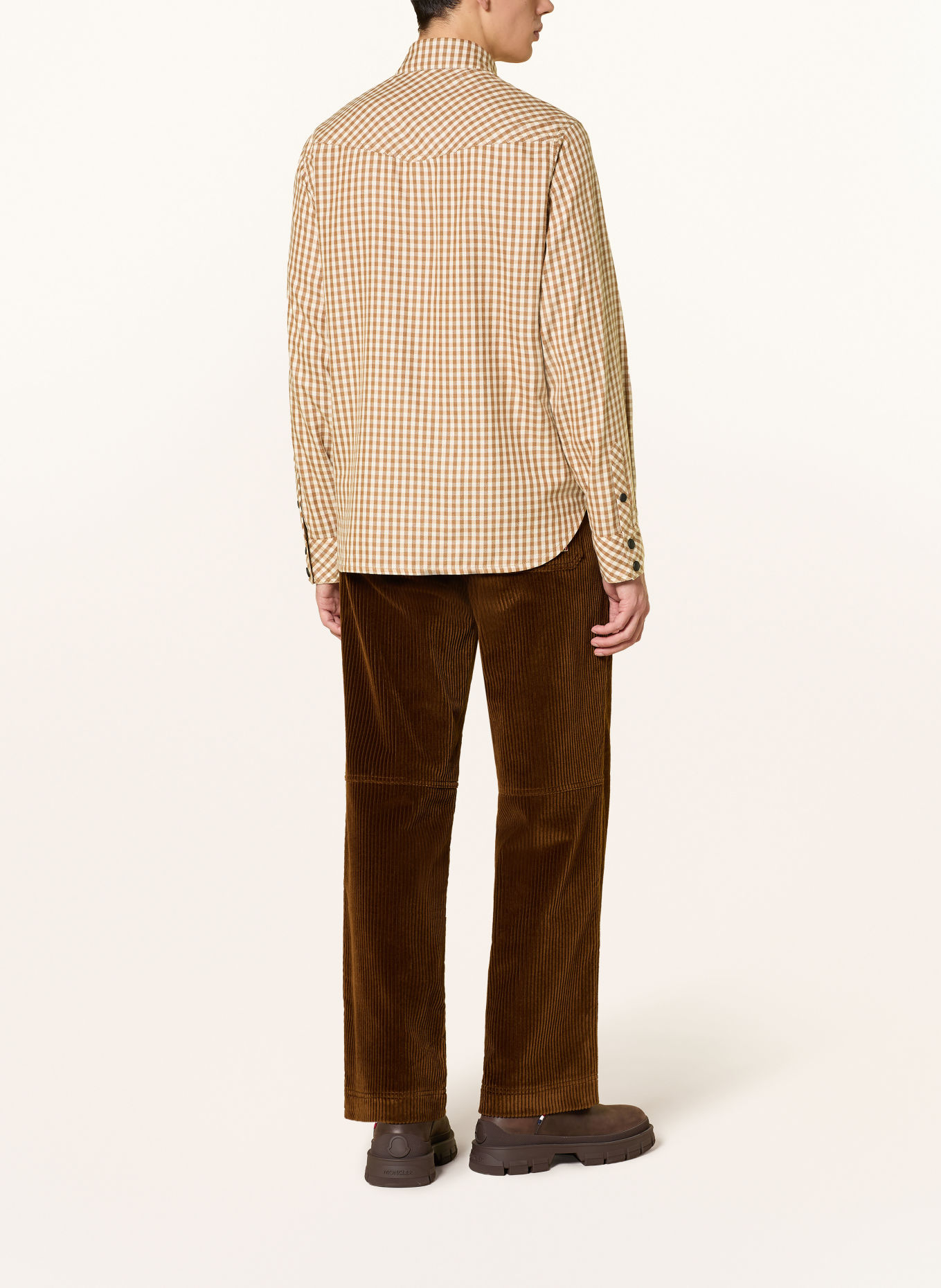 MONCLER GRENOBLE Flanellhemd Regular Fit: CREME / HELLBRAUN / BRAUN