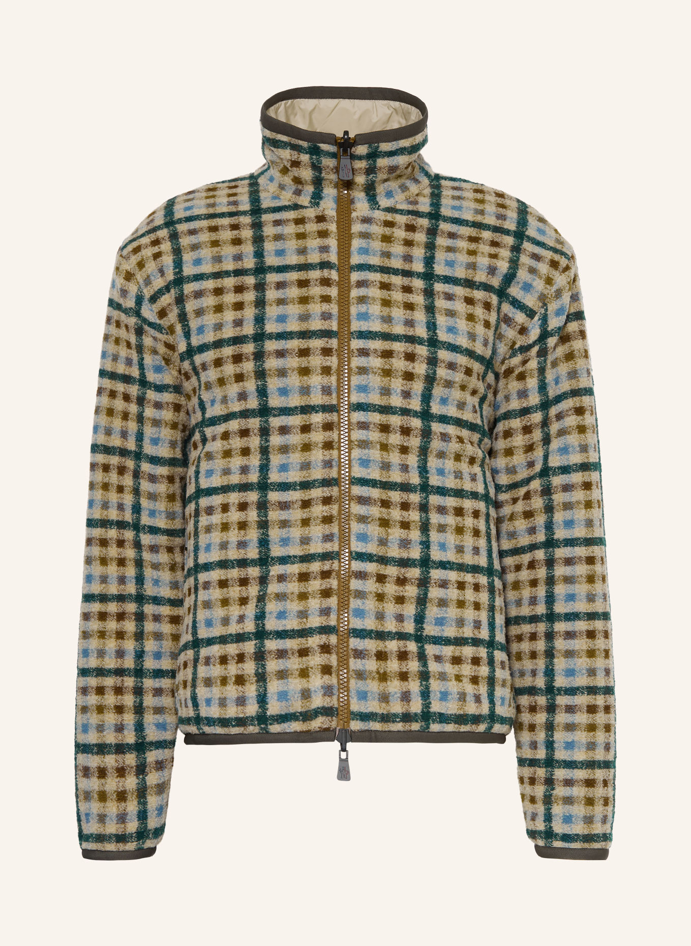MONCLER GRENOBLE Reversible teddy fur jacket: CREAM / BROWN / DARK GREEN