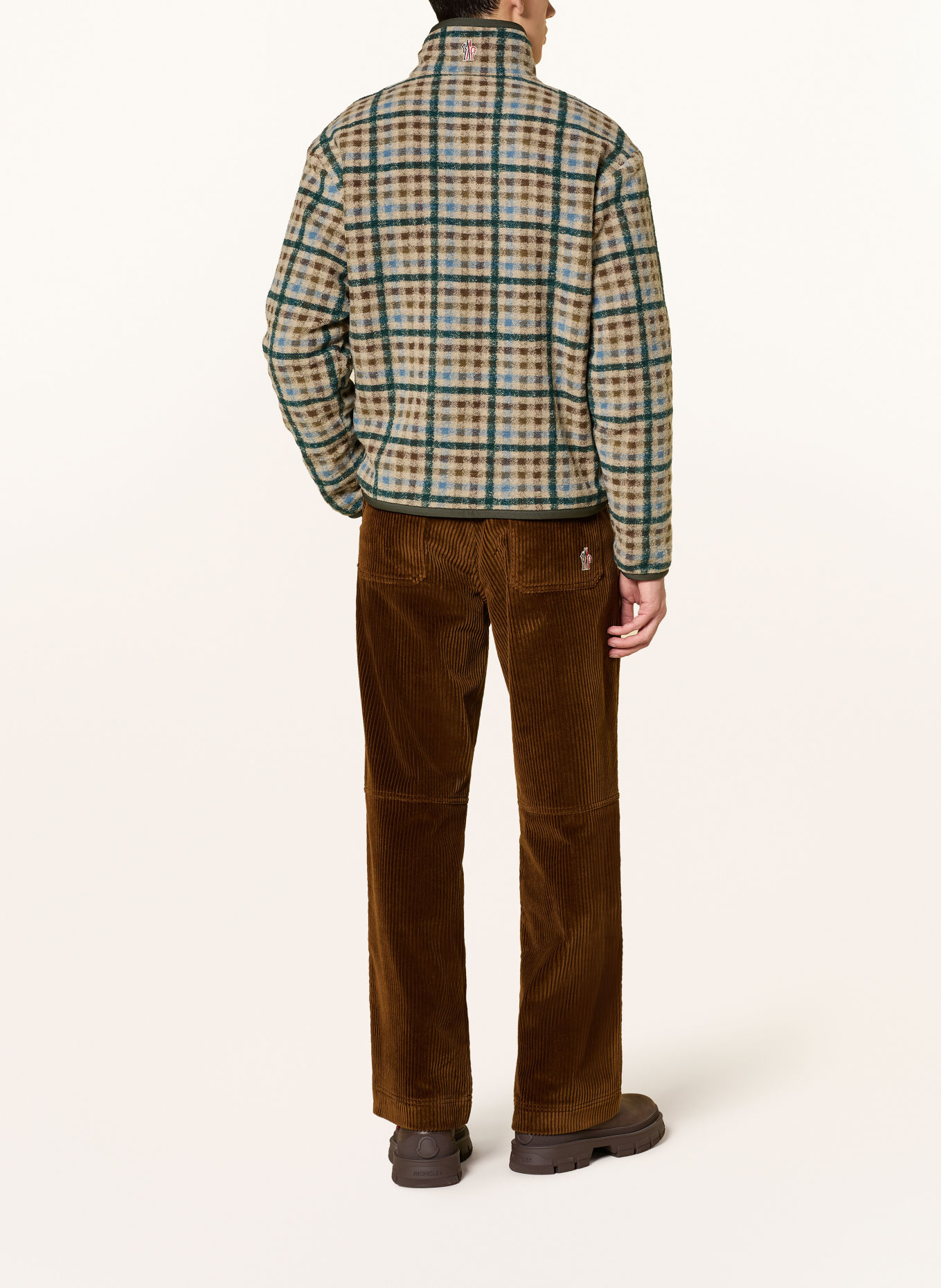 MONCLER GRENOBLE Reversible teddy fur jacket: CREAM / BROWN / DARK GREEN