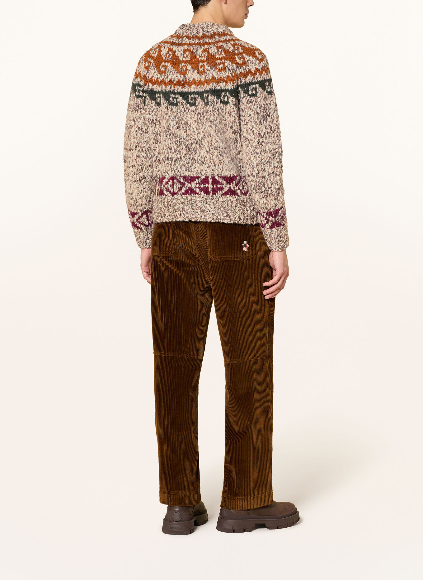 MONCLER GRENOBLE Pull: CRÈME / COGNAC / ROUGE FONCÉ