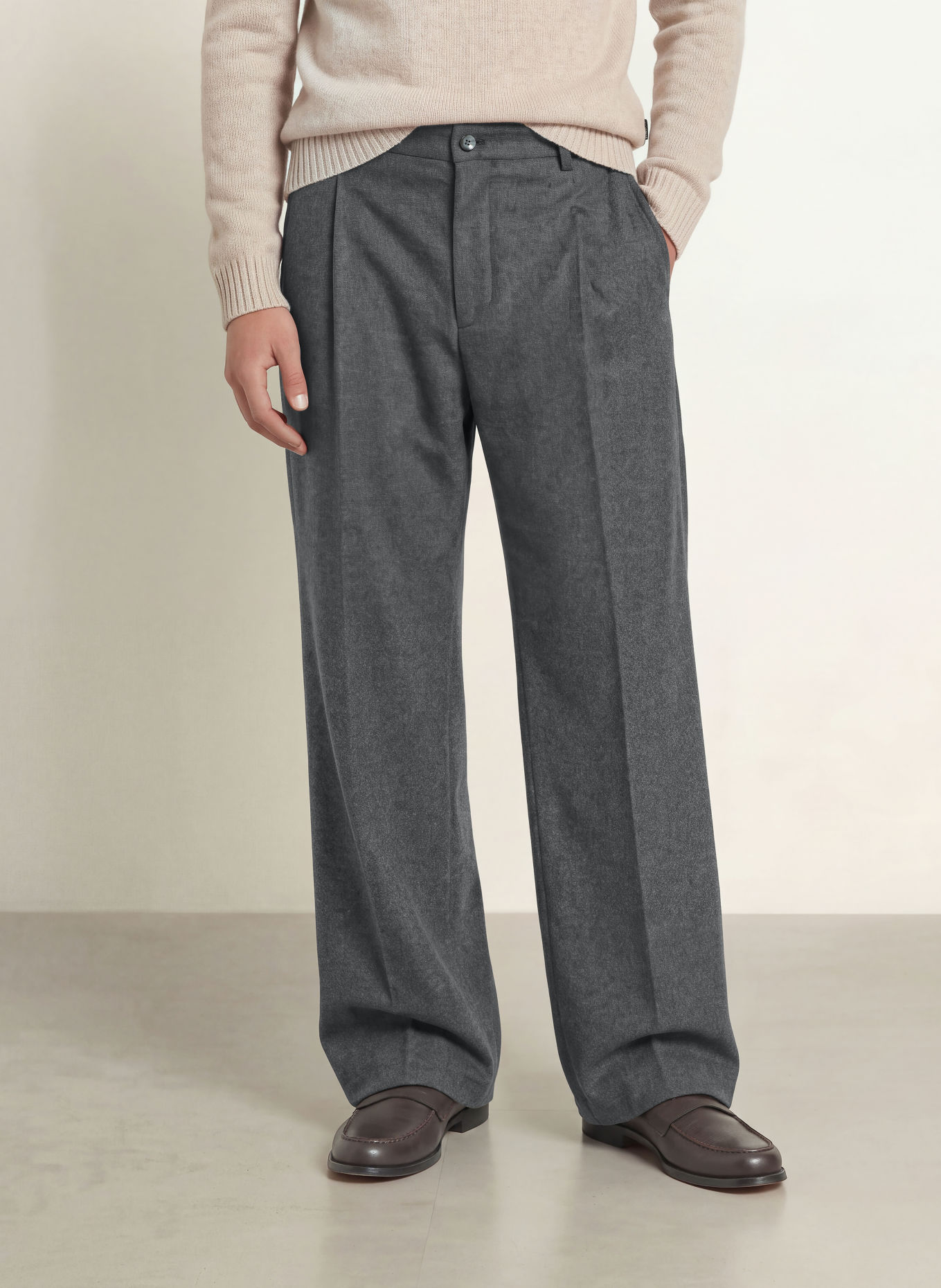 STRELLSON JAROD Loose-Fit Flannel Pants: DARK GRAY