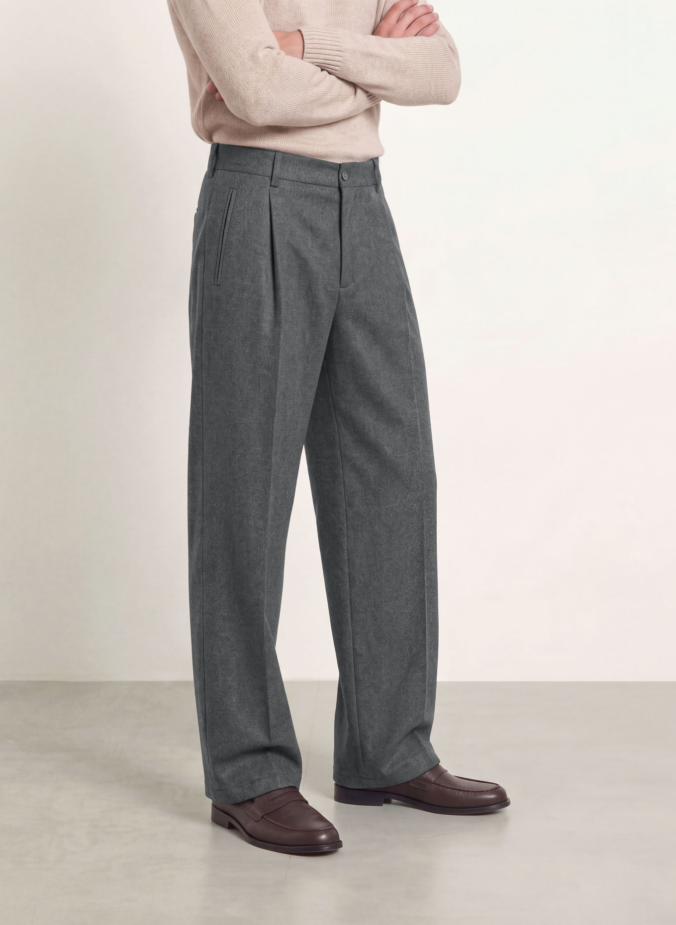 STRELLSON JAROD Loose-Fit Flannel Pants: DARK GRAY