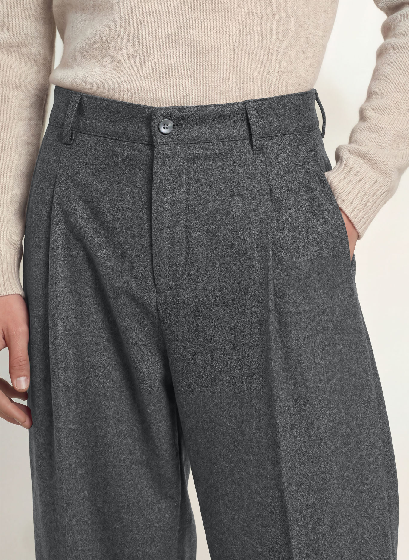 STRELLSON JAROD Loose-Fit Flannel Pants: DARK GRAY