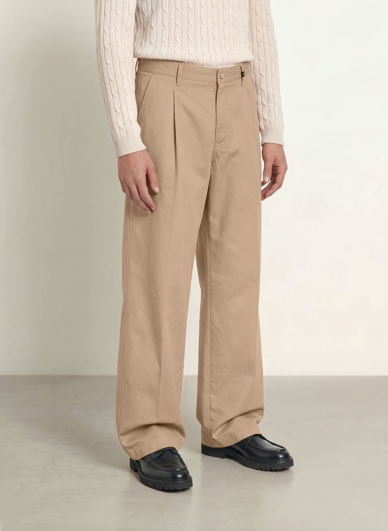 STRELLSON LORIS Relaxed Fit Trousers: BEIGE