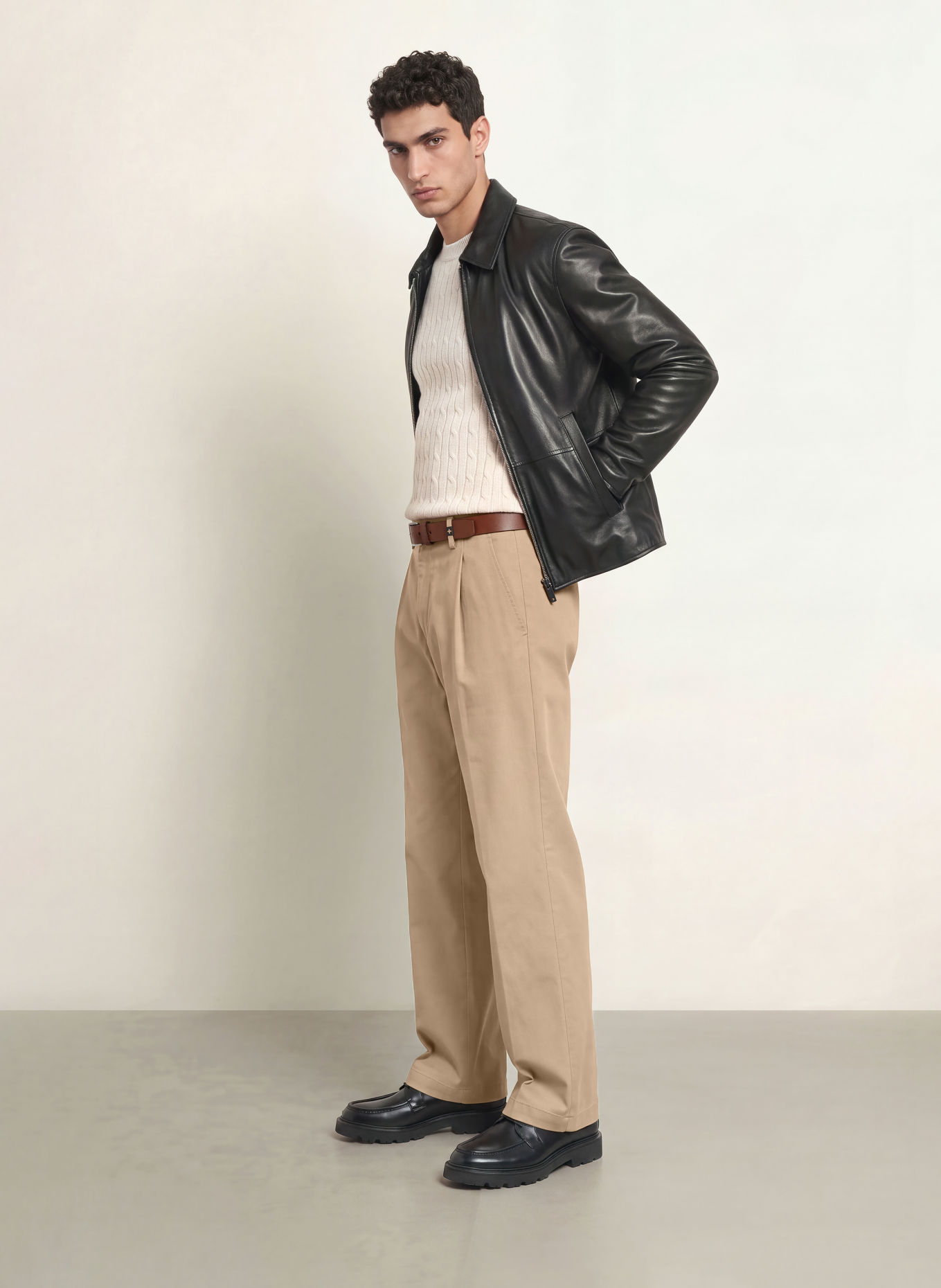 STRELLSON LORIS Relaxed Fit Trousers: BEIGE