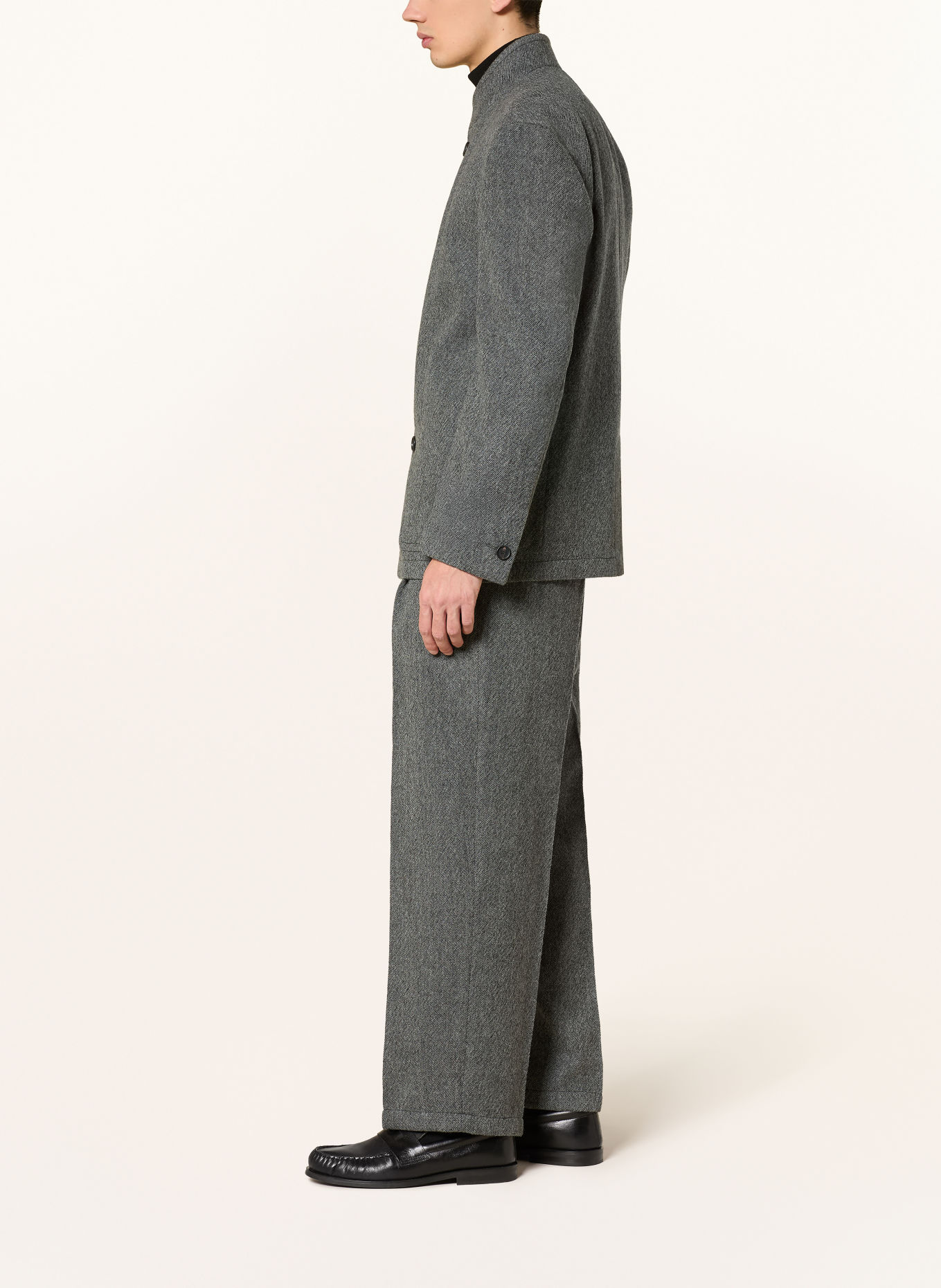 STRELLSON Pantalon en flanelle JAROD, coupe ample: GRIS FONCÉ