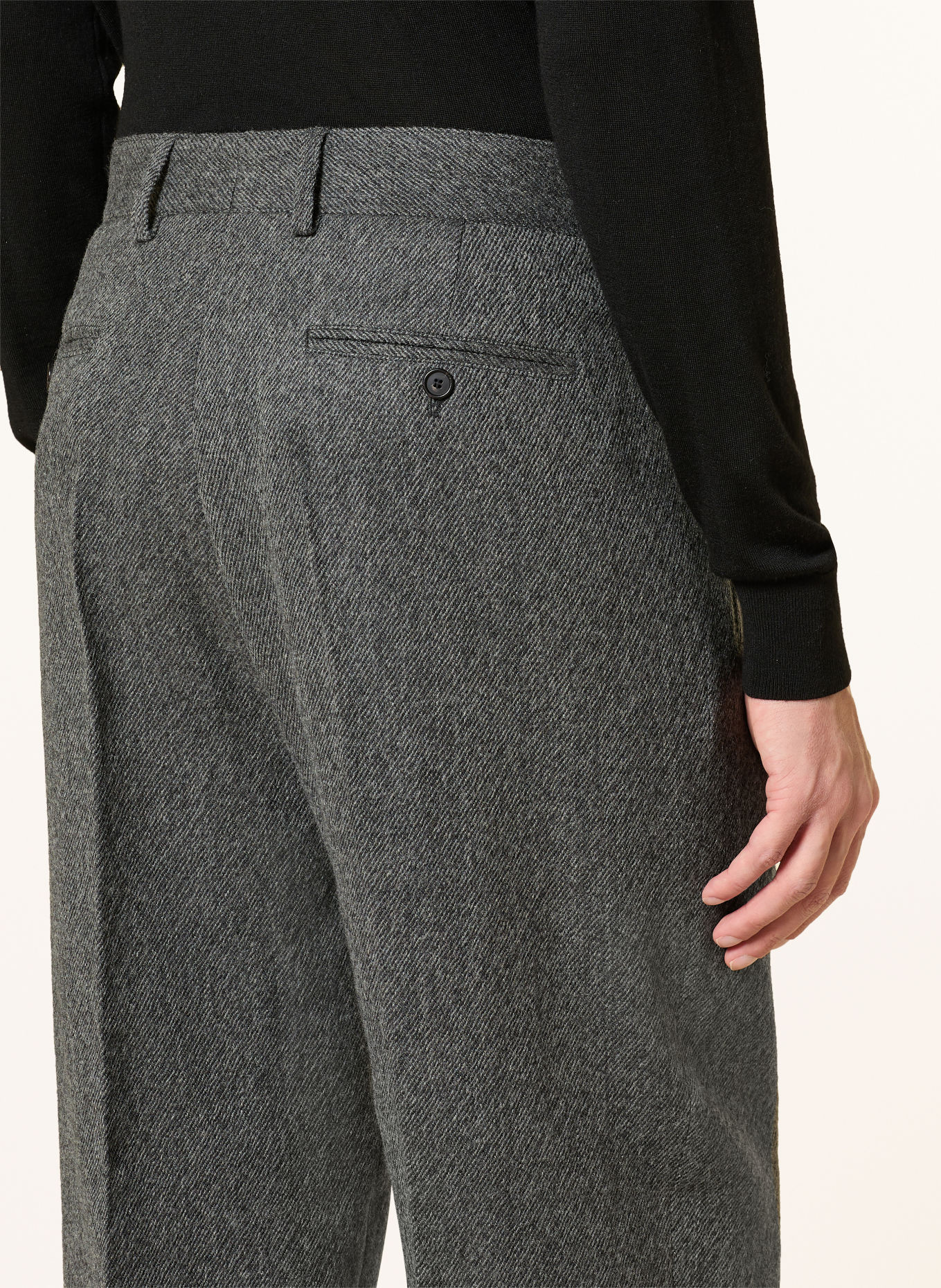 STRELLSON Pantalon en flanelle JAROD, coupe ample: GRIS FONCÉ