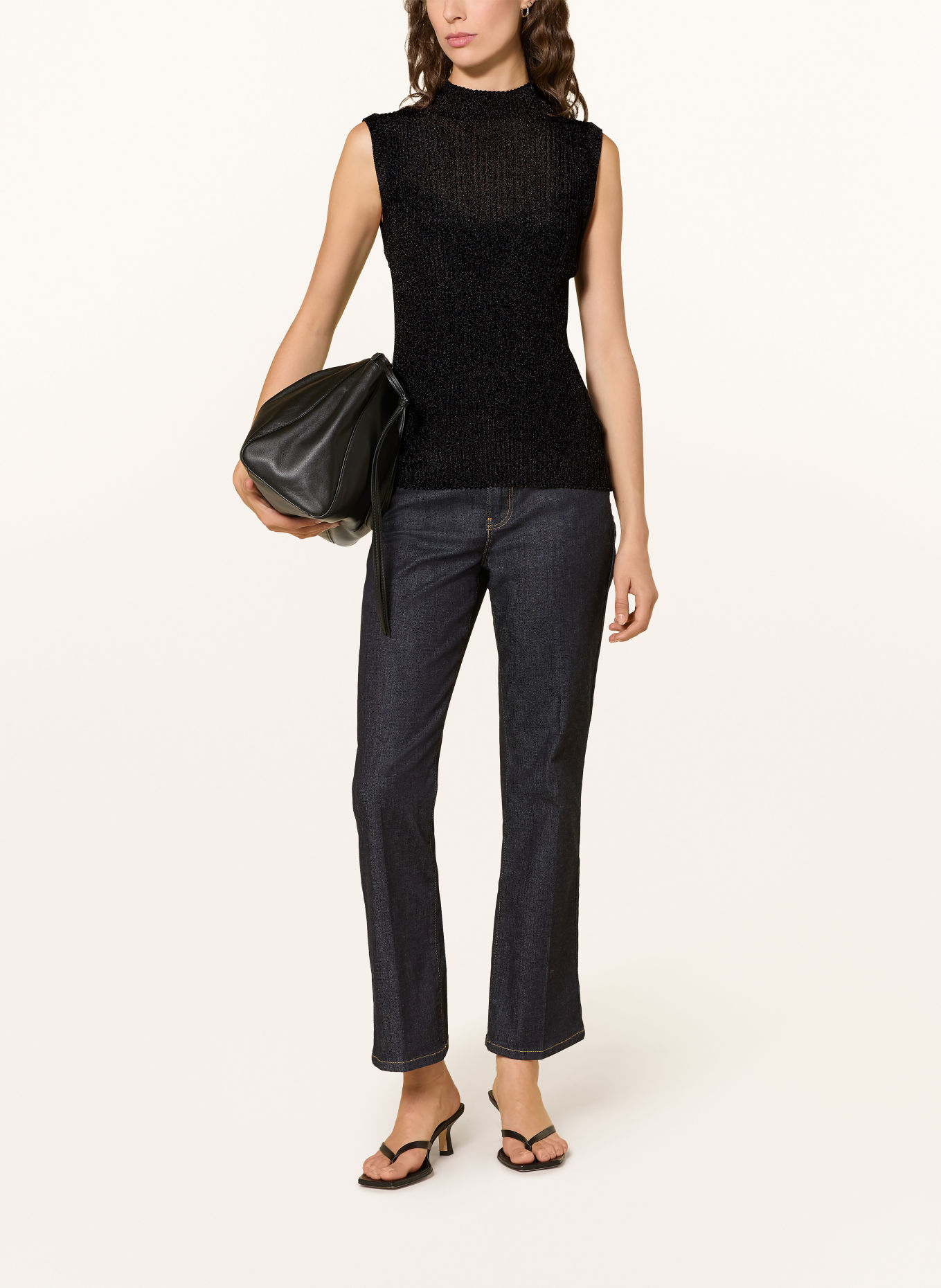 MOS MOSH MMIMANJA Knit Top with Glitter Yarn: BLACK