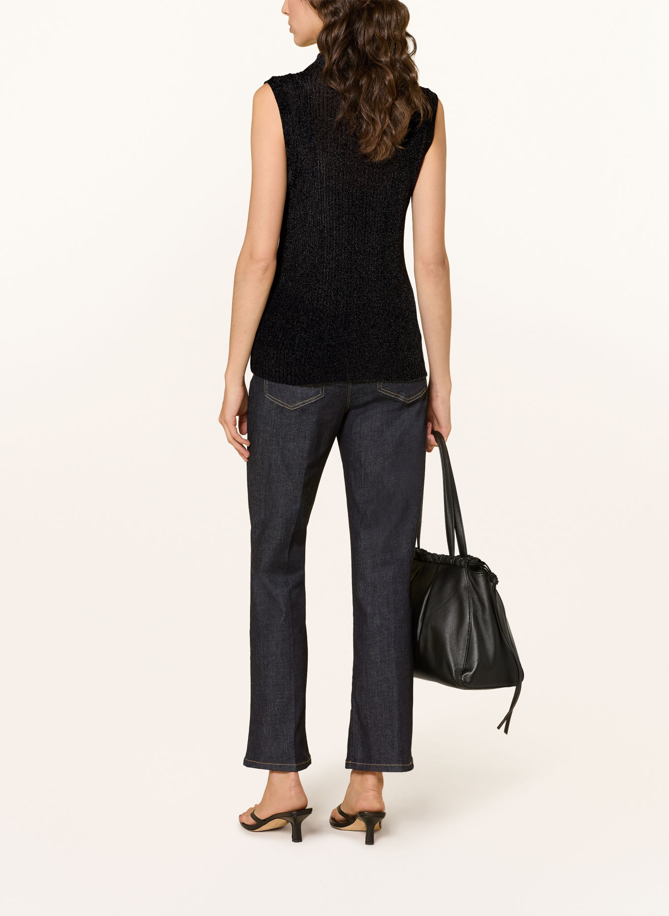 MOS MOSH MMIMANJA Knit Top with Glitter Yarn: BLACK