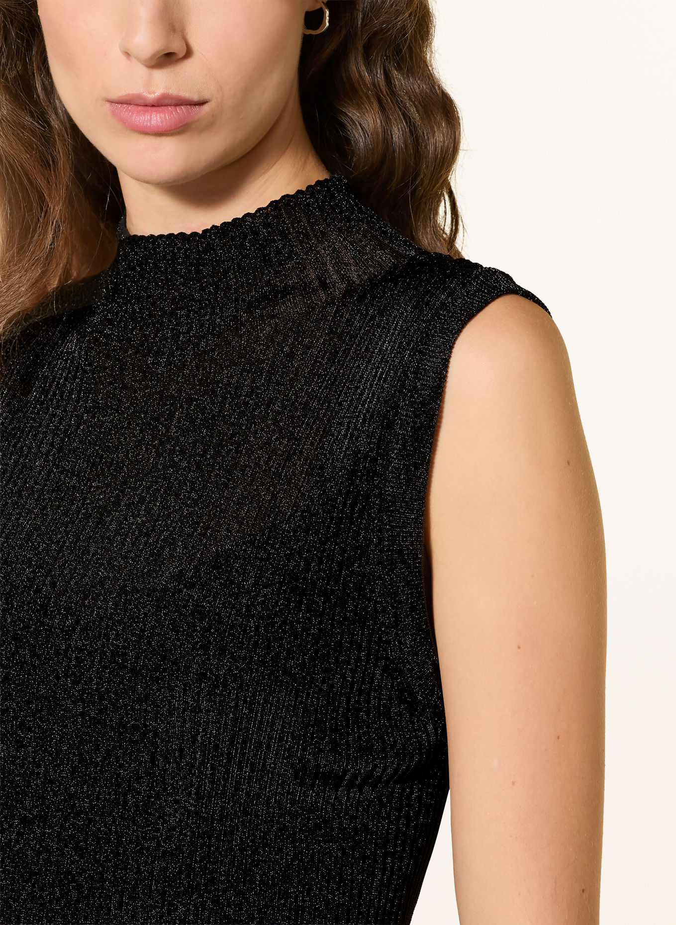 MOS MOSH MMIMANJA Knit Top with Glitter Yarn: BLACK