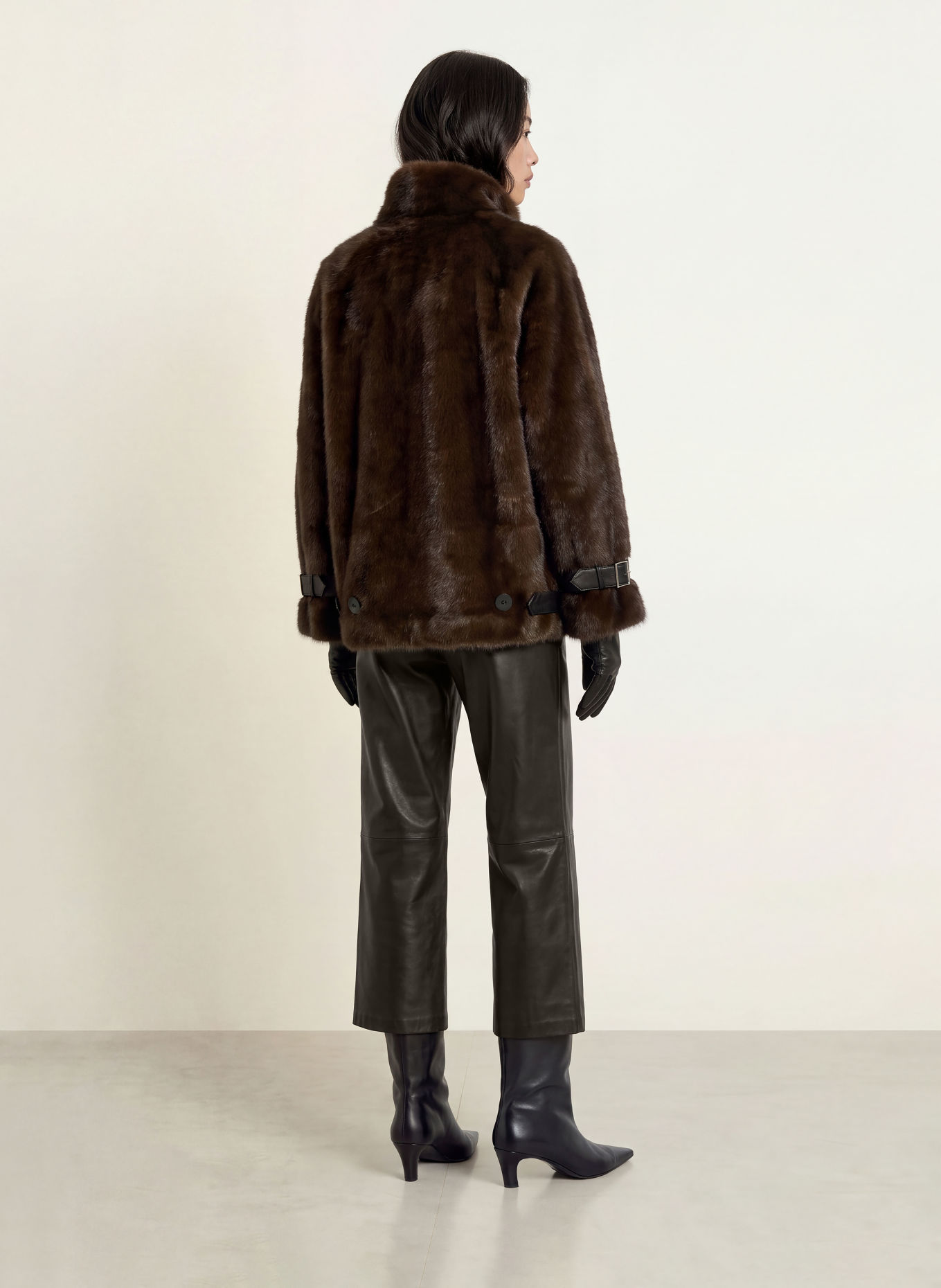 MOS MOSH MMCOMO 7/8-length trousers made from leather: BLACK