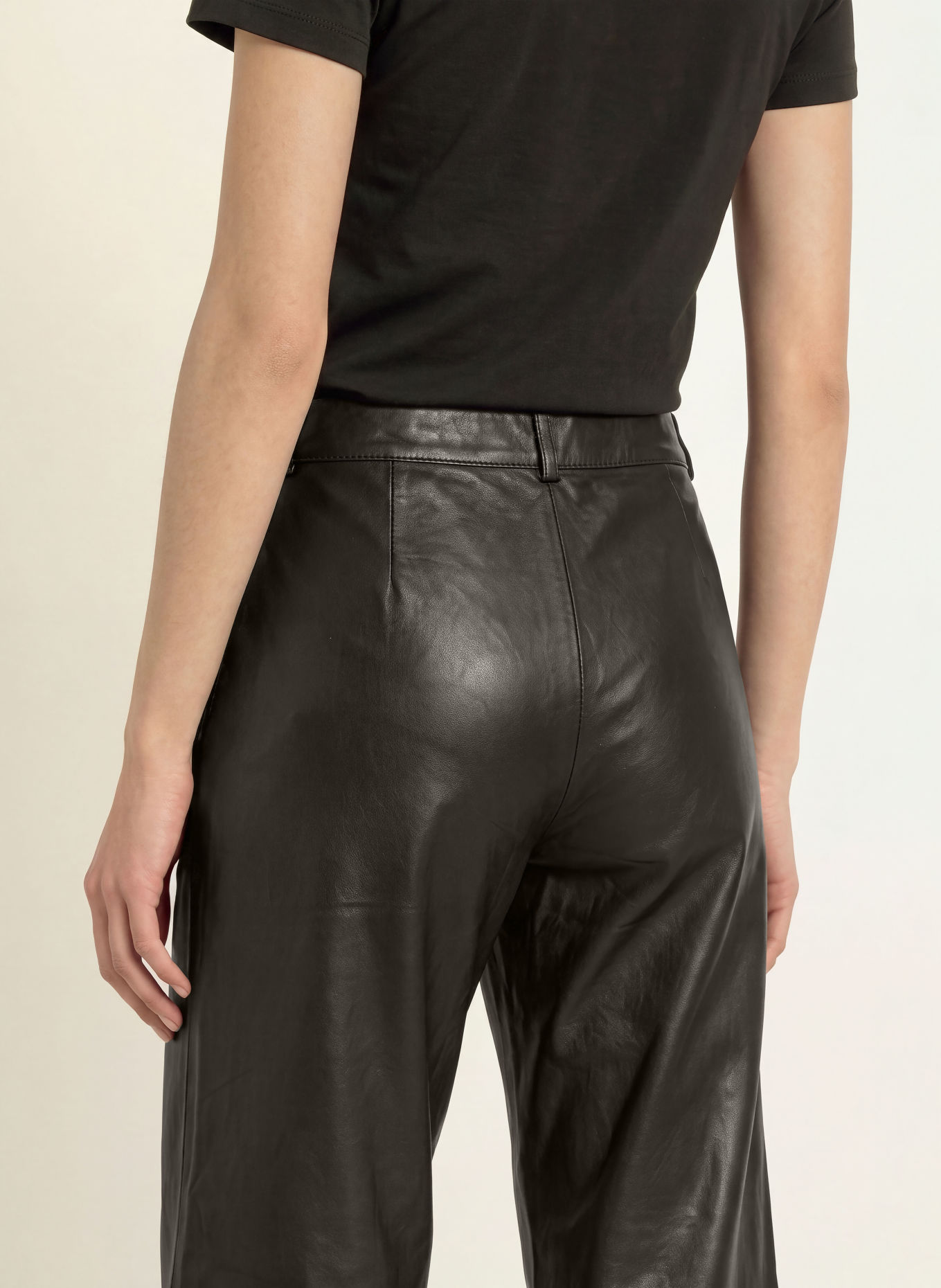MOS MOSH MMCOMO 7/8-length trousers made from leather: BLACK