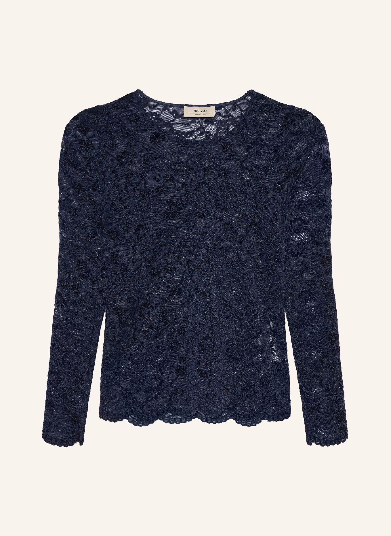 MOS MOSH Longsleeve MMMIRIEL aus Spitze: DUNKELBLAU