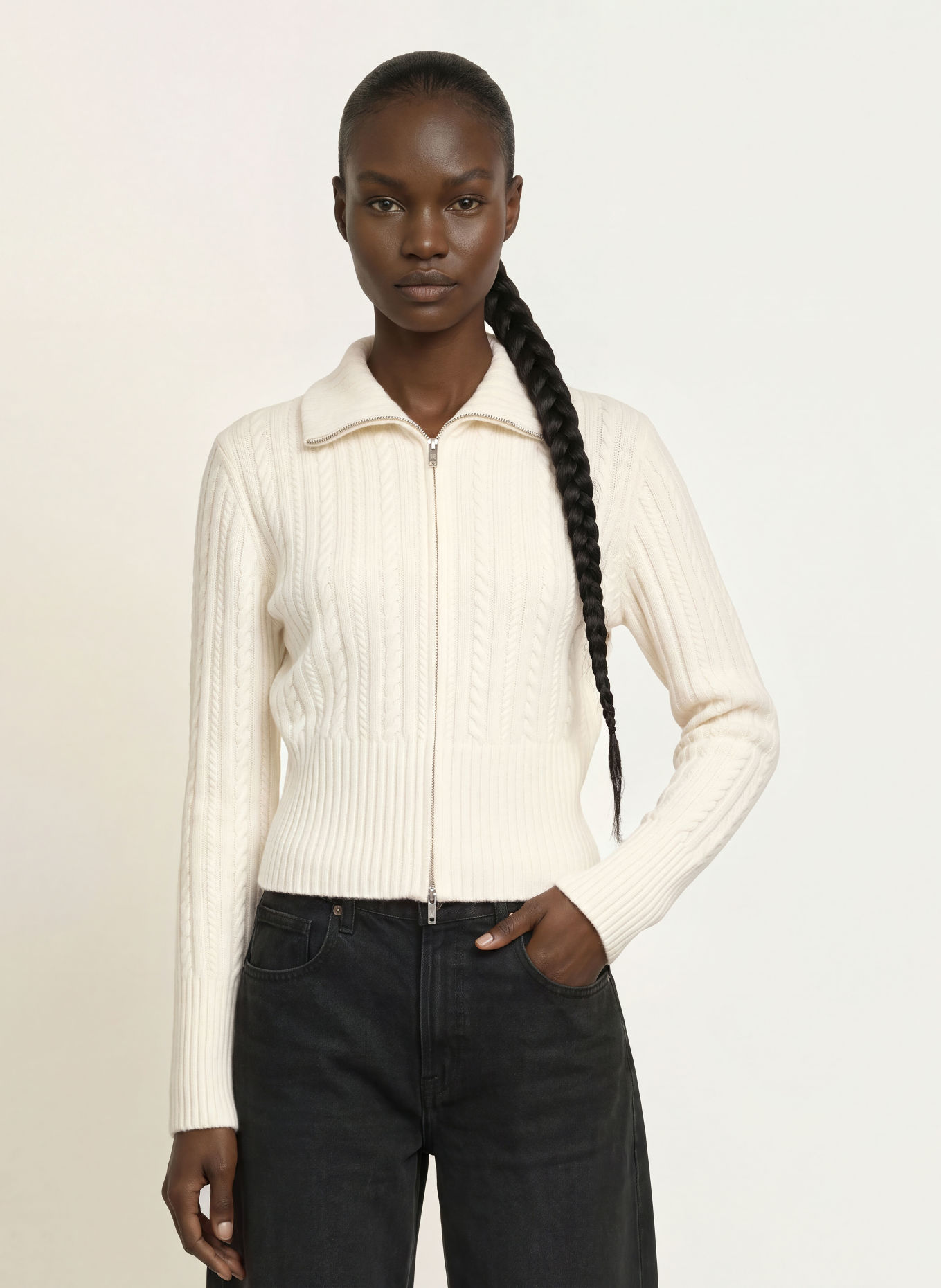 GOOD AMERICAN Cardigan: CREME