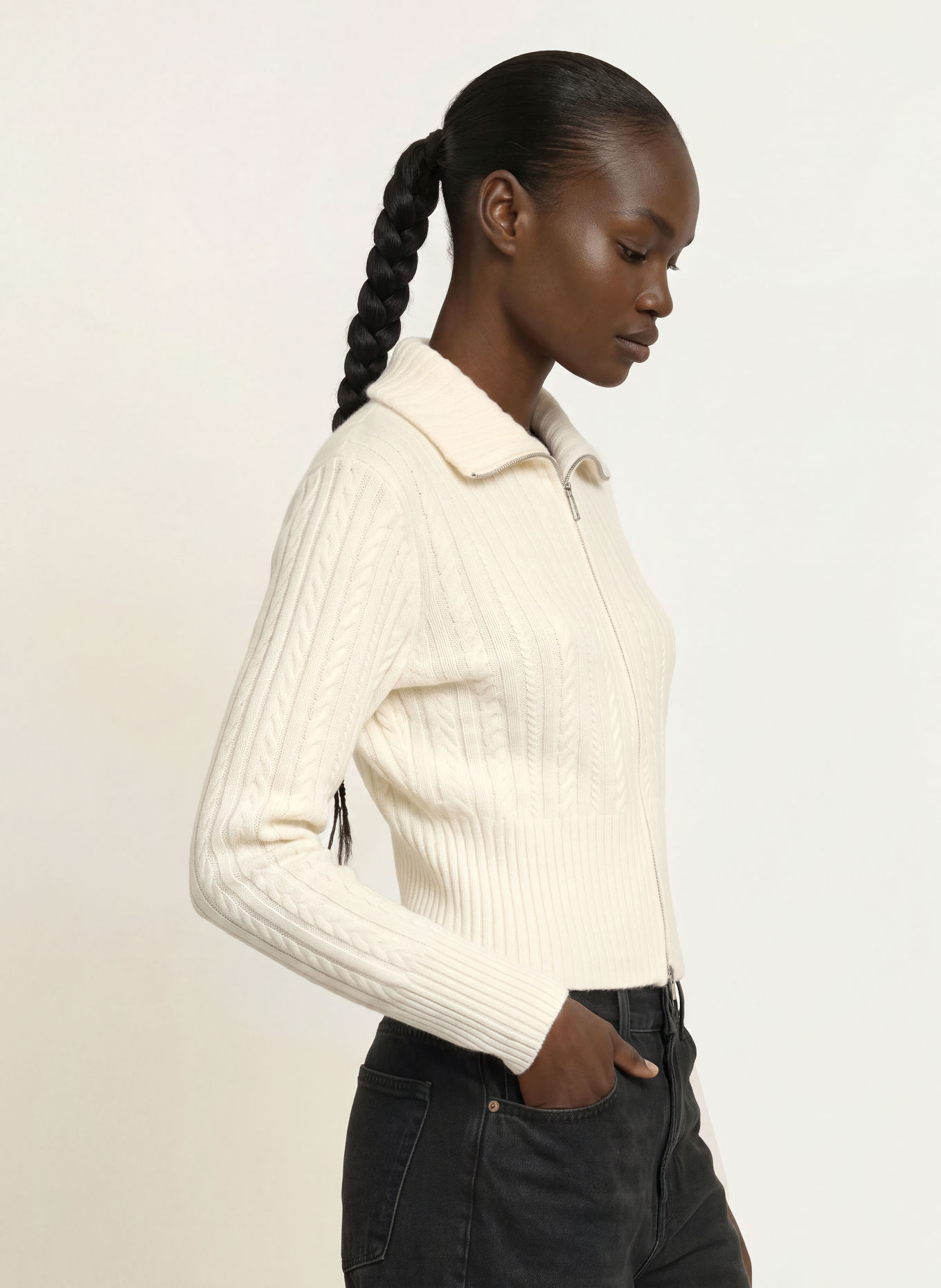 GOOD AMERICAN Cardigan: CREME
