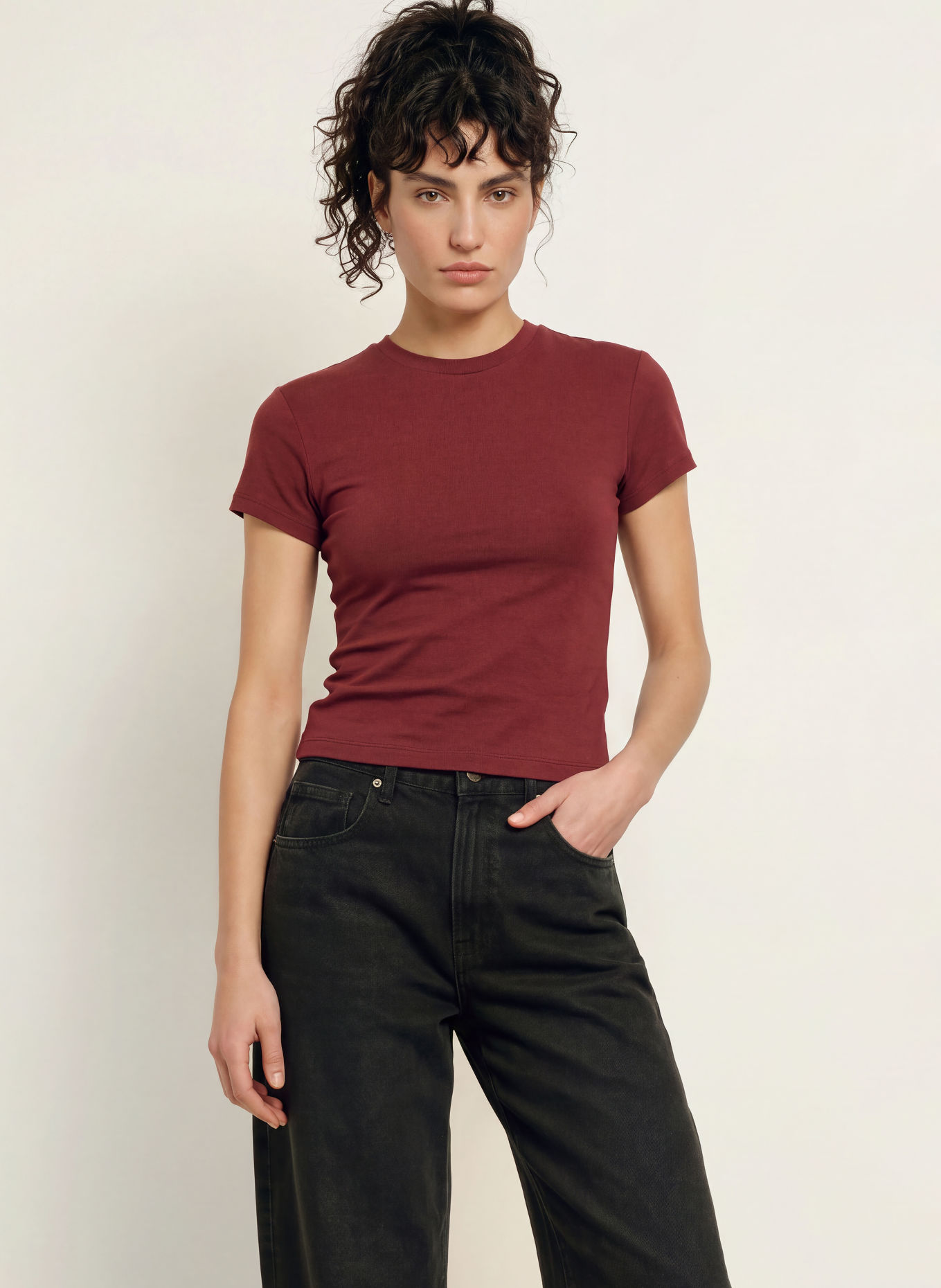 GOOD AMERICAN T-shirt: DARK RED