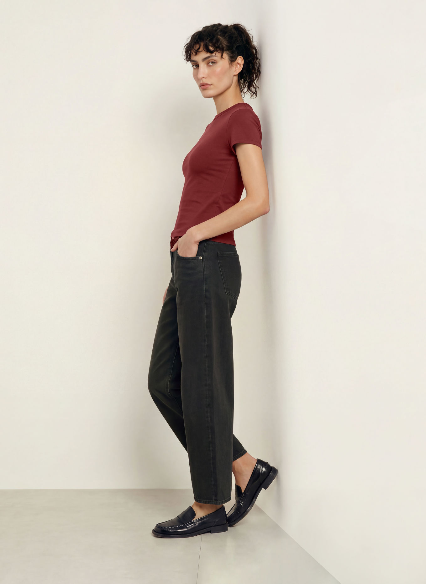 GOOD AMERICAN T-shirt: DARK RED