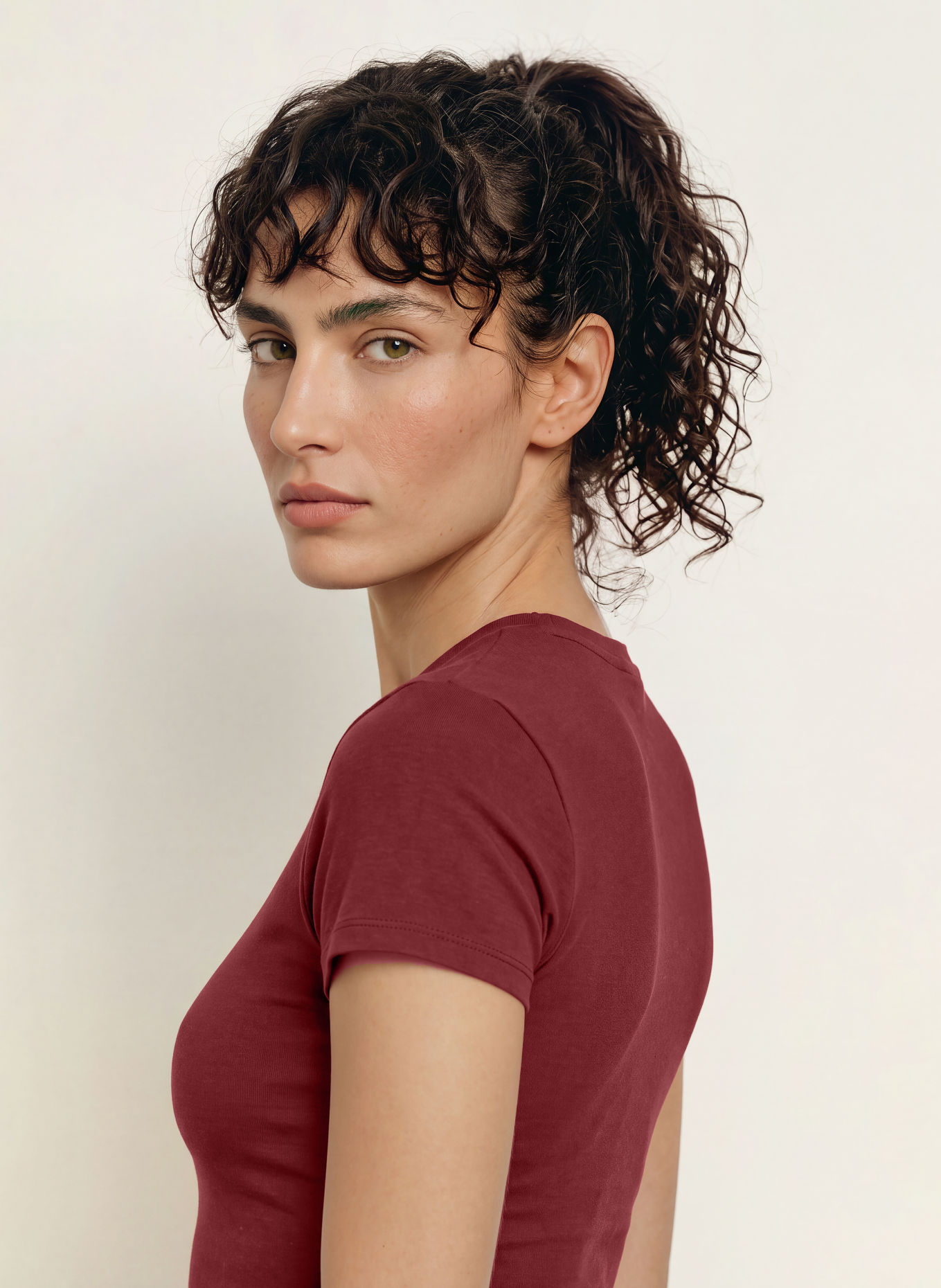 GOOD AMERICAN T-shirt: DARK RED