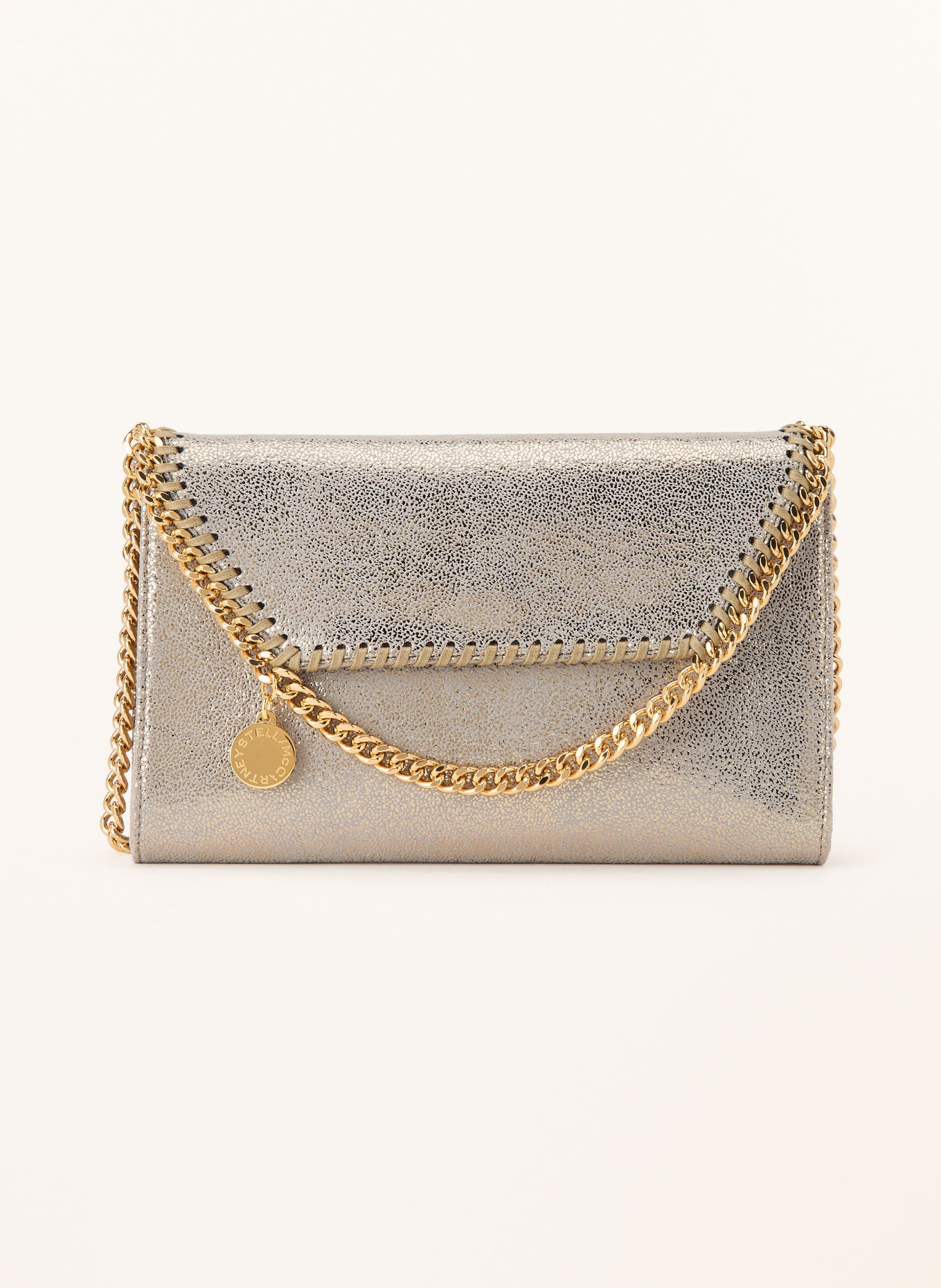 STELLA McCARTNEY Wallet on Chain FALABELLA: GRAU / GOLD