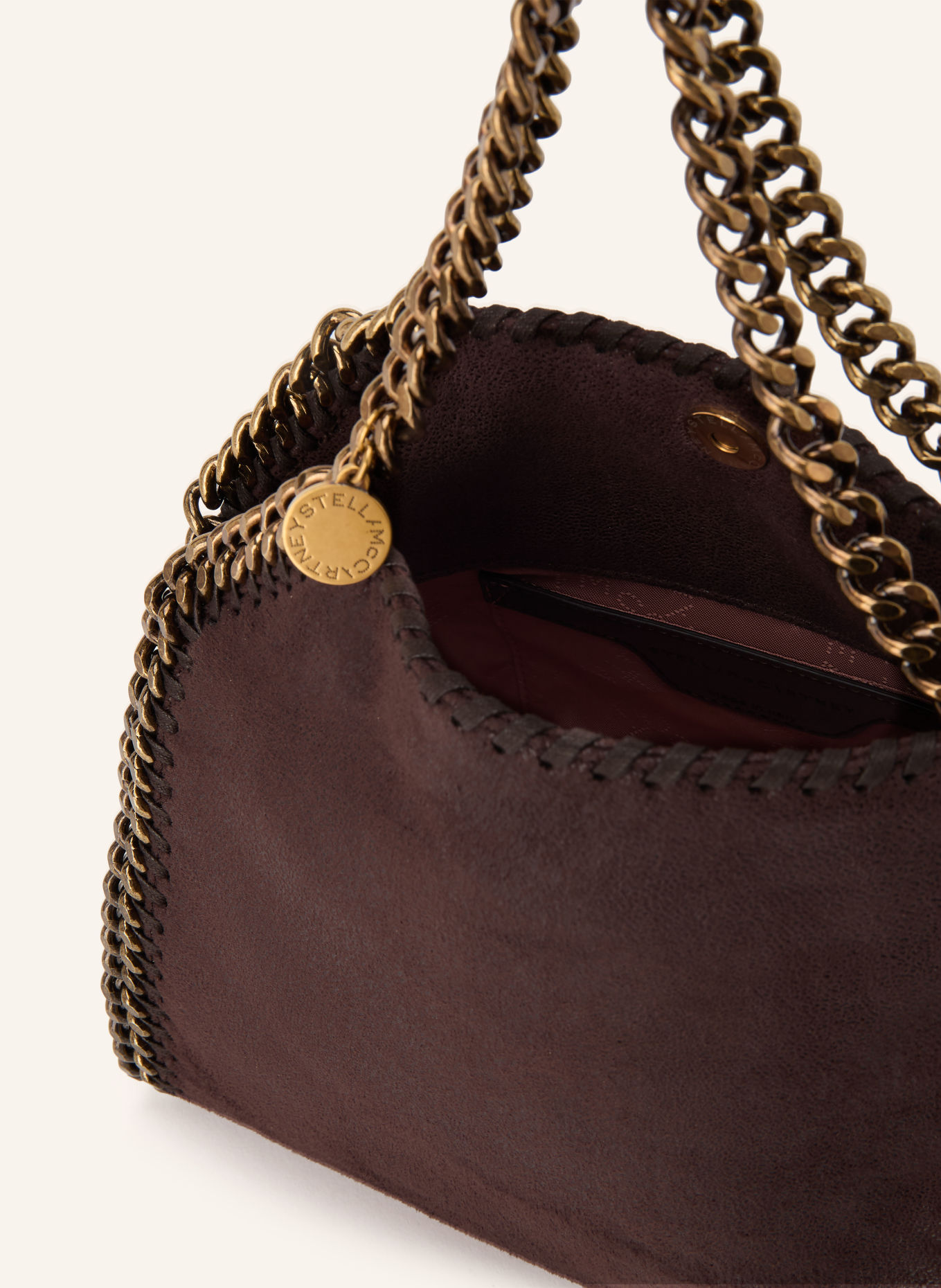 STELLA McCARTNEY FALABELLA MINI Crossbody Bag: DARK BROWN / GOLD