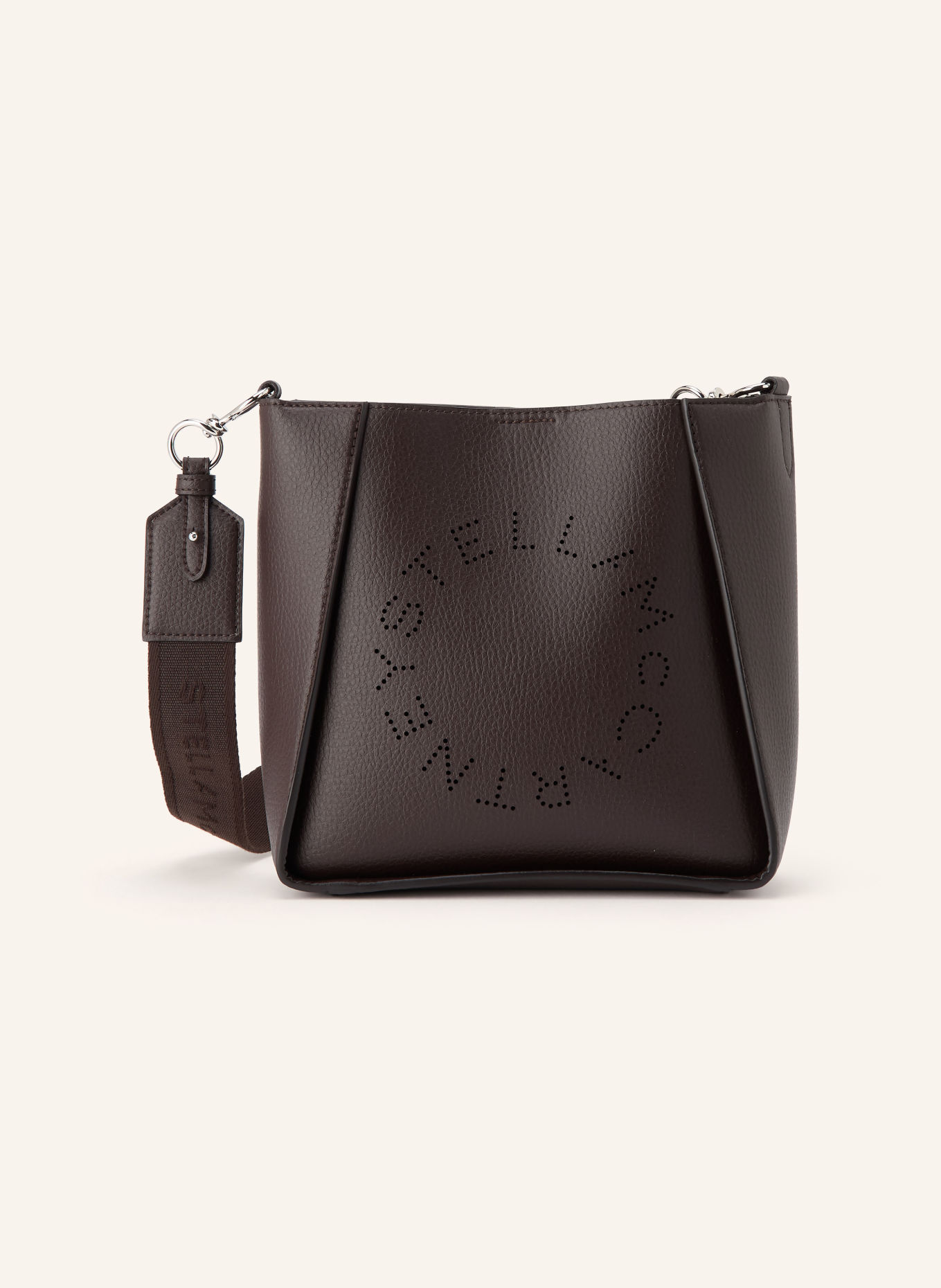 STELLA McCARTNEY LOGO Crossbody bag: DARK BROWN / SILVER