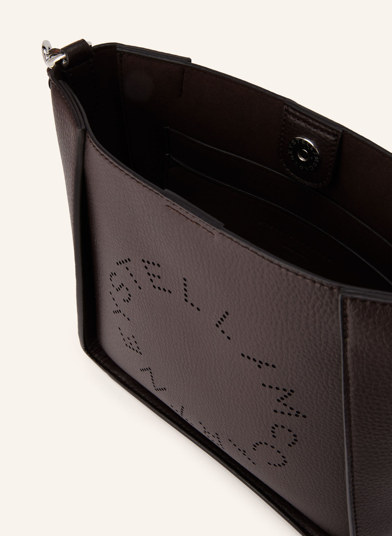STELLA McCARTNEY LOGO Crossbody bag: DARK BROWN / SILVER