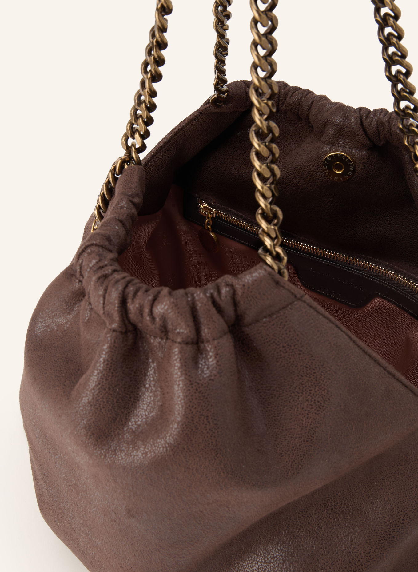 STELLA McCARTNEY FALABELLA MEDIUM Shoulder bag: DARK BROWN / GOLD
