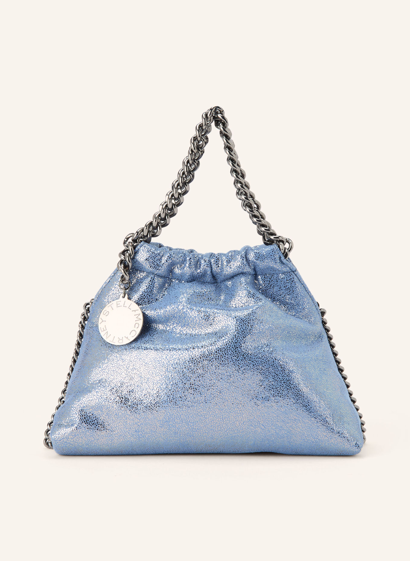 STELLA McCARTNEY Kabelka přes rameno FALABELLA MINI: MODRÁ / PLATINOVÁ