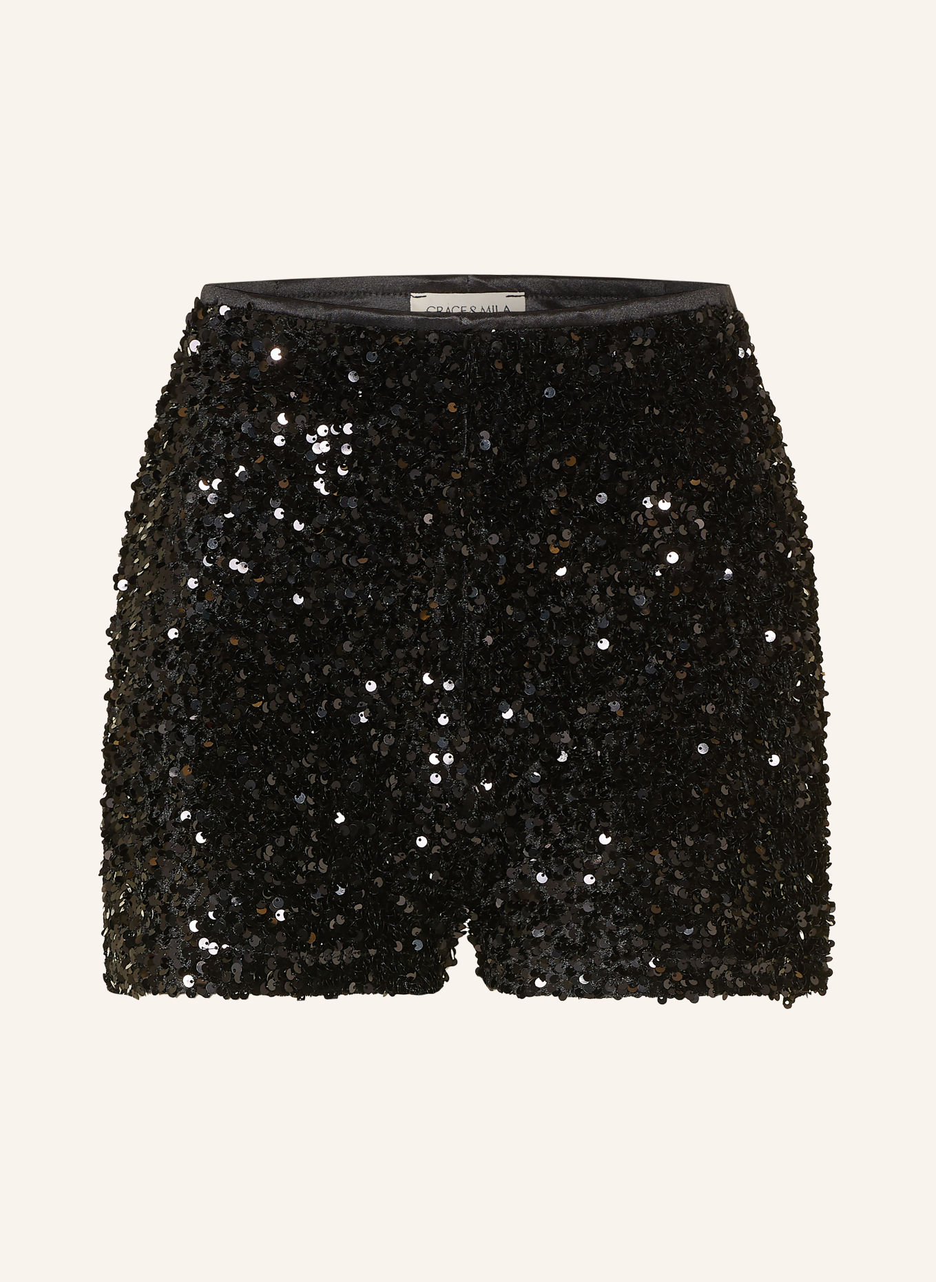 GRACE & MILA BOWIE Shorts with Sequins: BLACK