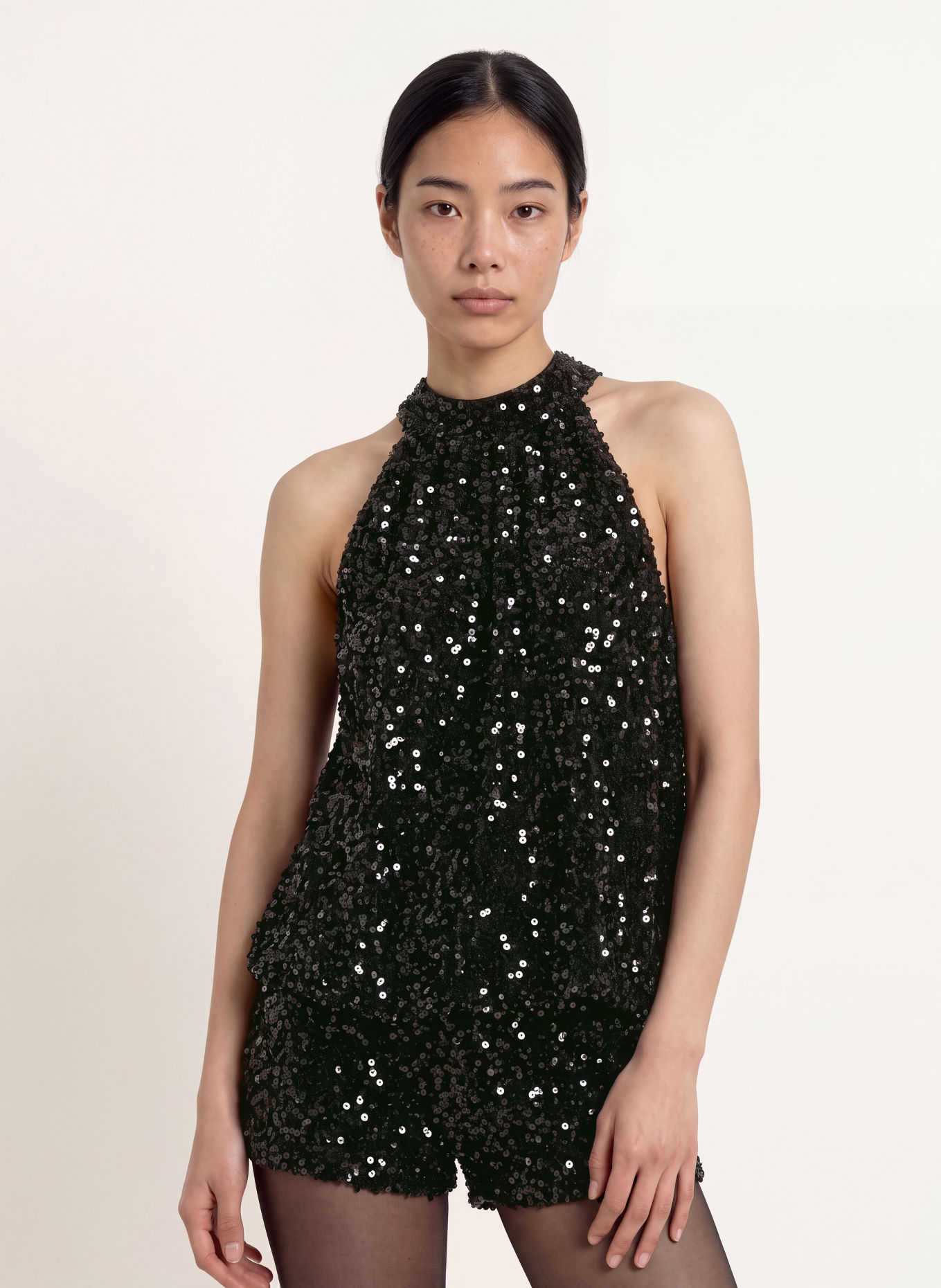 GRACE & MILA BECKY Blouse with Sequins: BLACK
