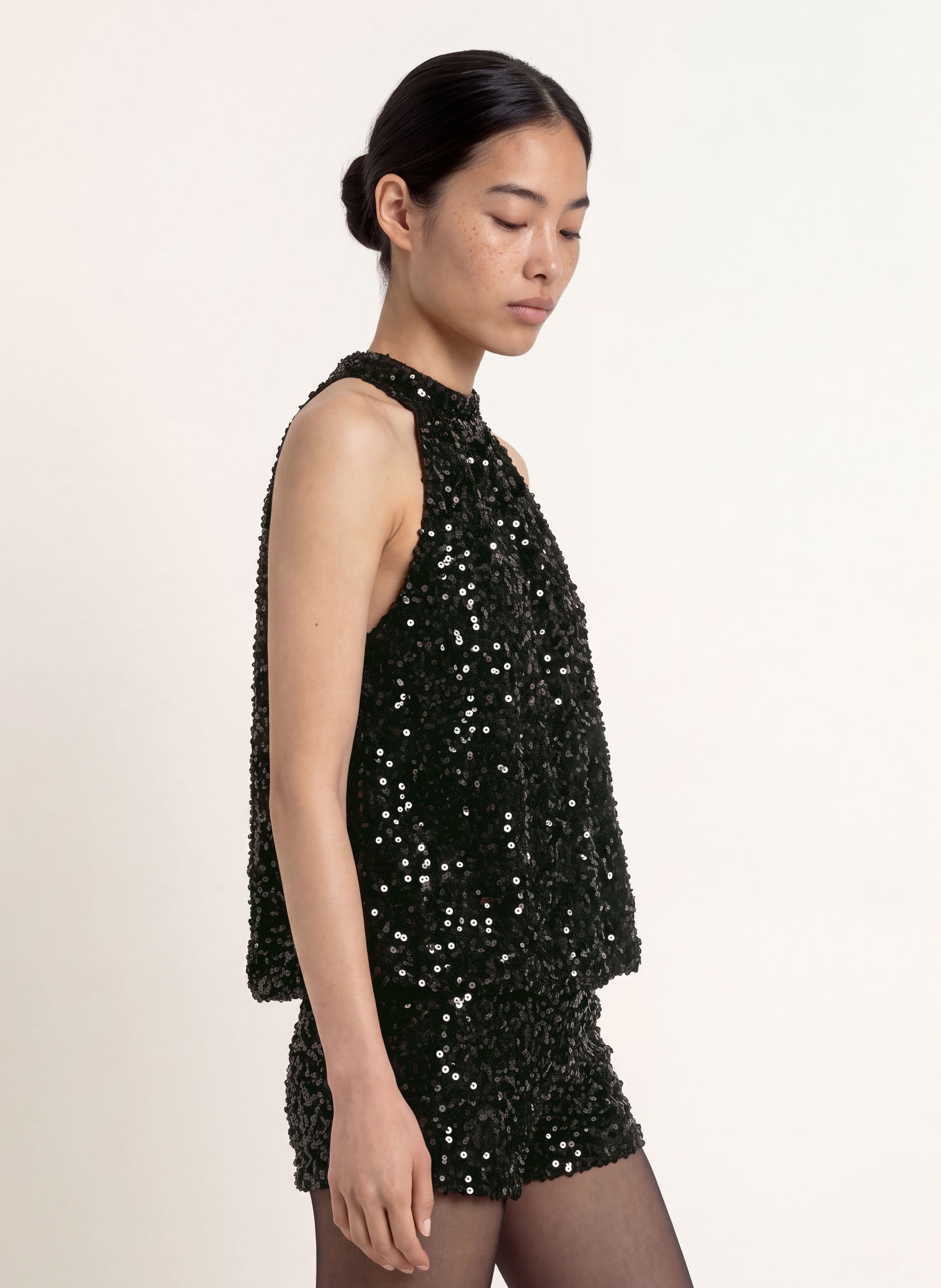 GRACE & MILA BECKY Blouse with Sequins: BLACK
