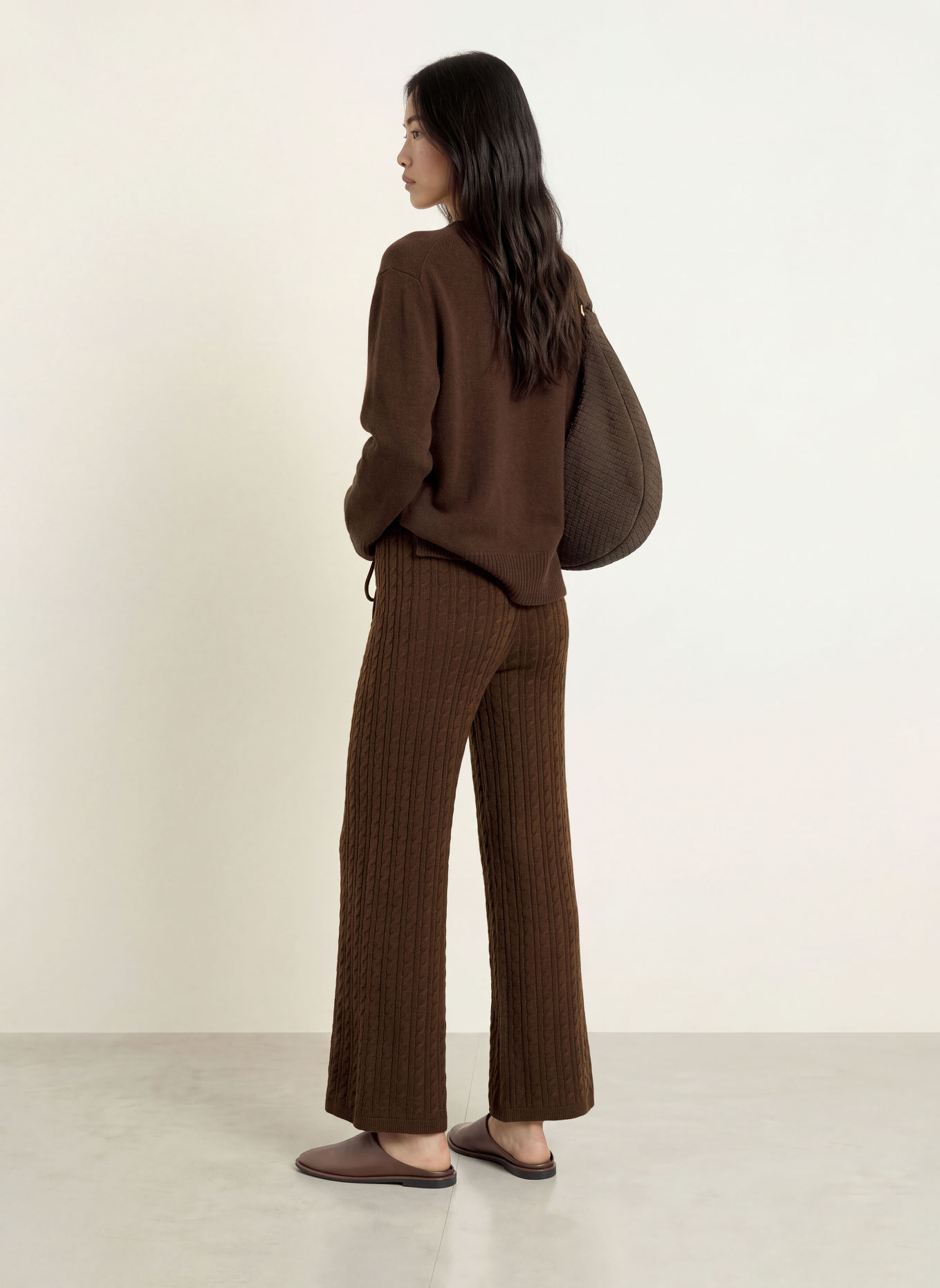 GRACE & MILA BILO Knit Pants: DARK BROWN