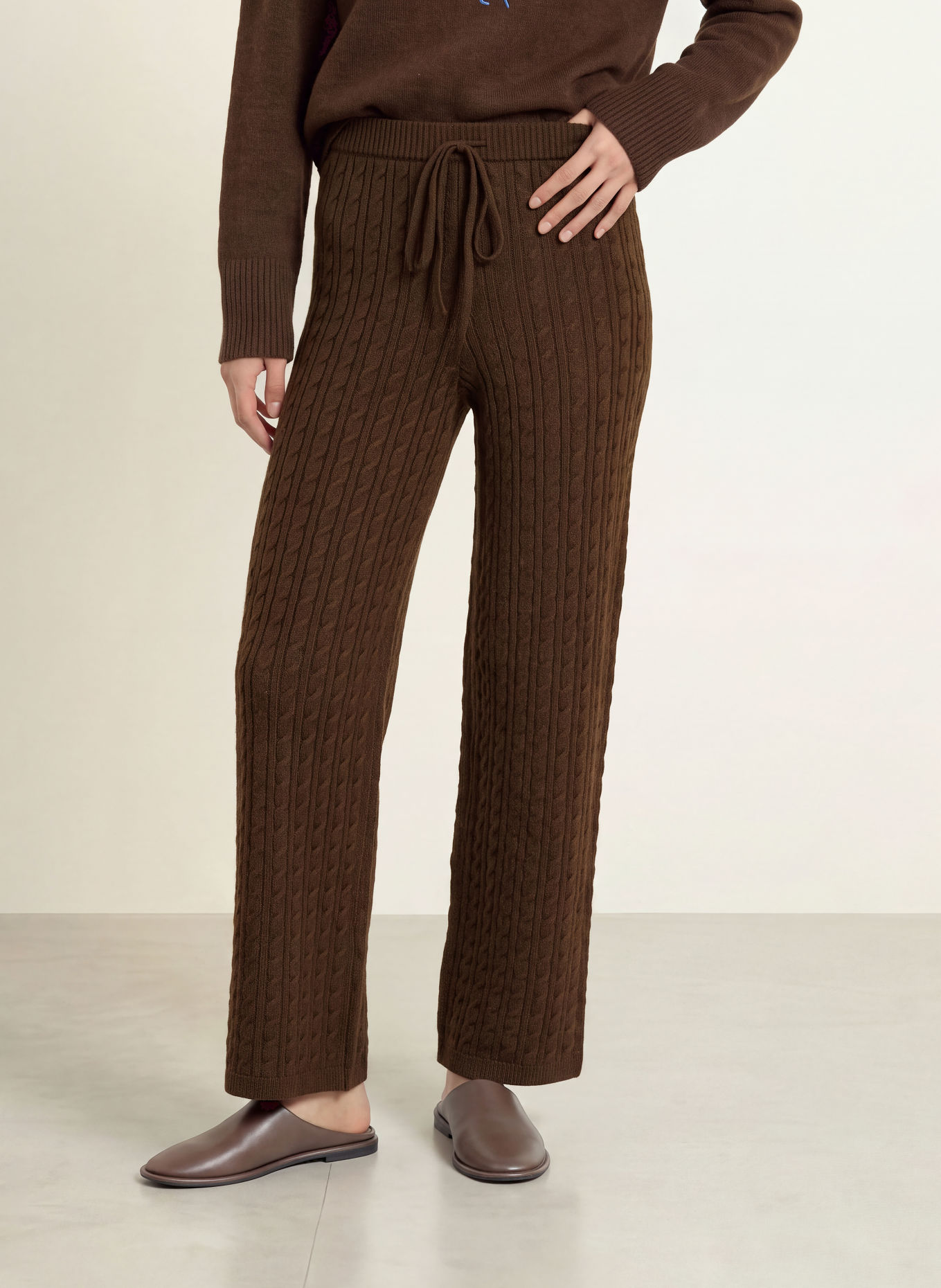 GRACE & MILA BILO Knit Pants: DARK BROWN
