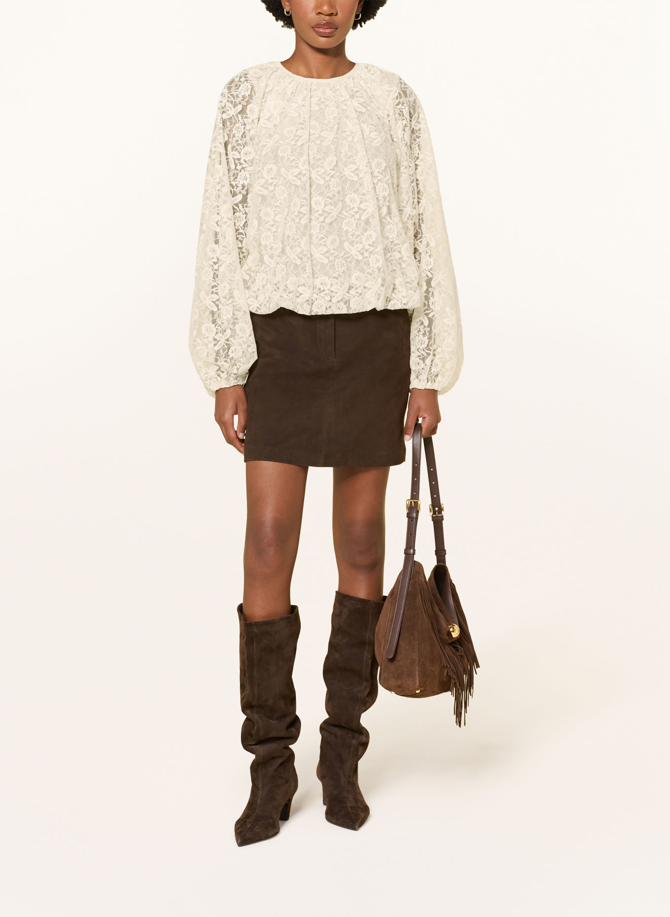 GRACE & MILA BETH Lace Blouse: ECRU