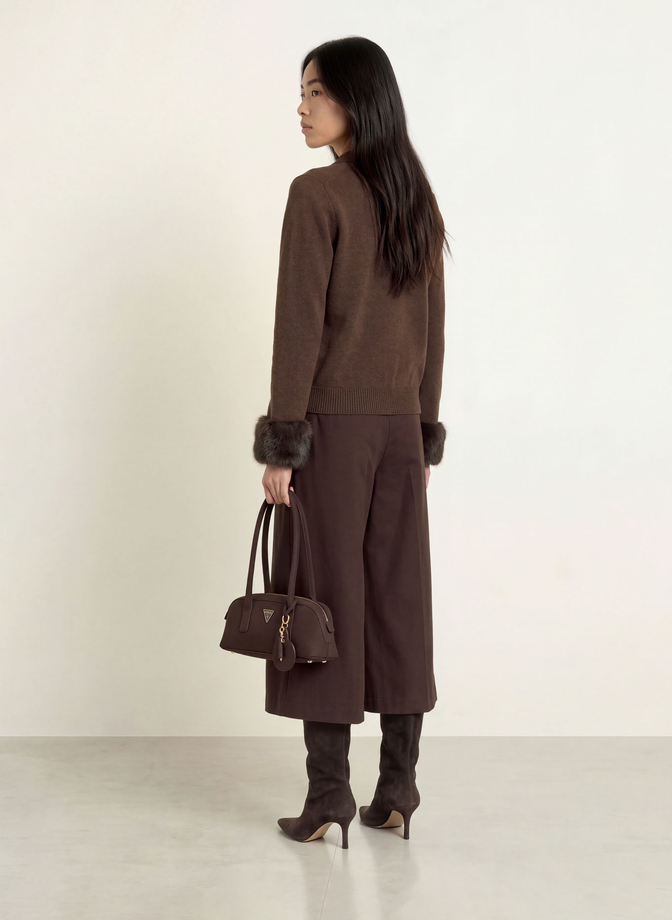 GRACE & MILA Strickjacke BAMBINO mit Kunstfell: BRAUN