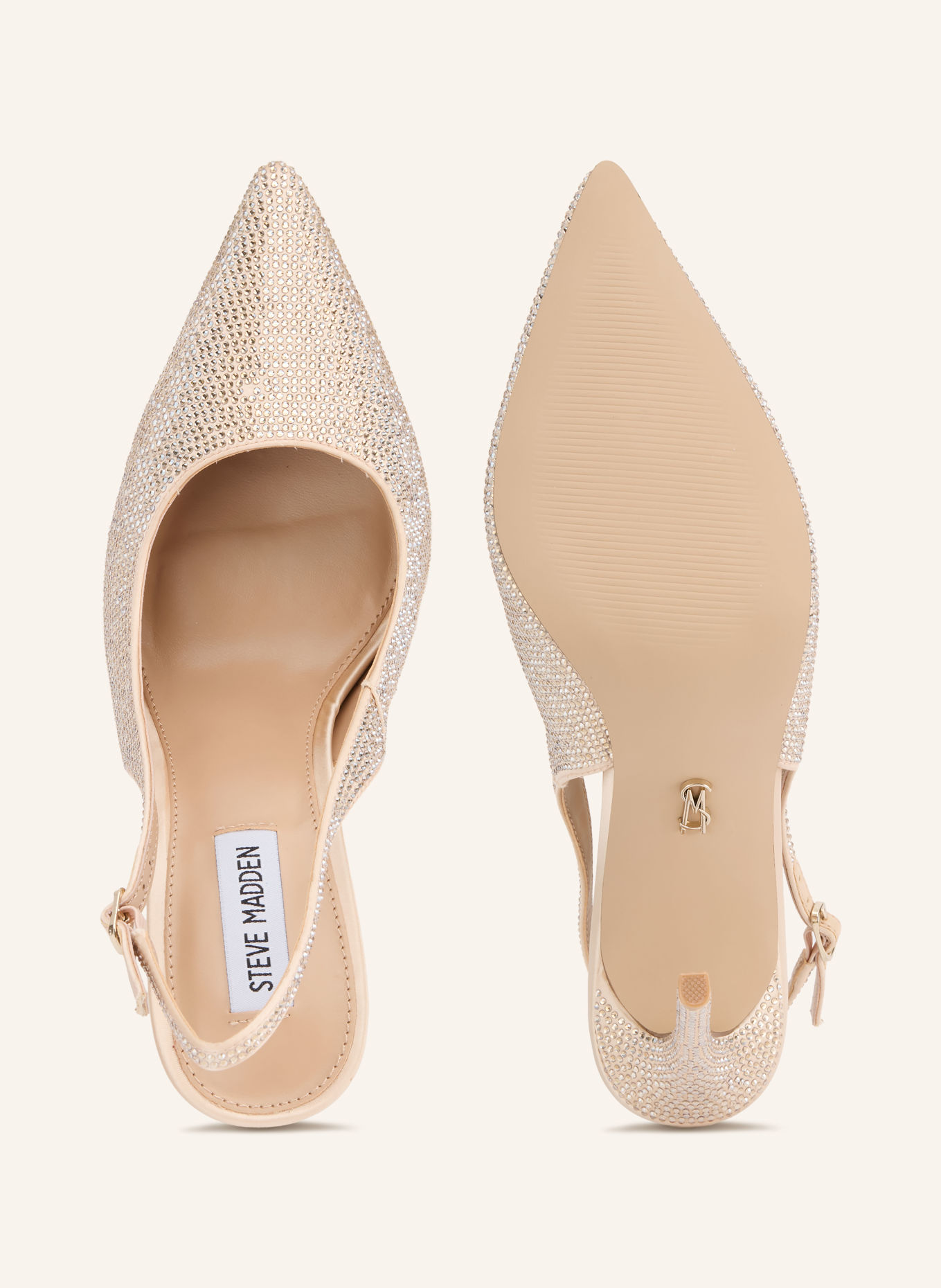 STEVE MADDEN Slingpumps TREMBLE s ozdobnými kamínky: BARVA BÍLÉHO ZLATA / KRÉMOVÁ