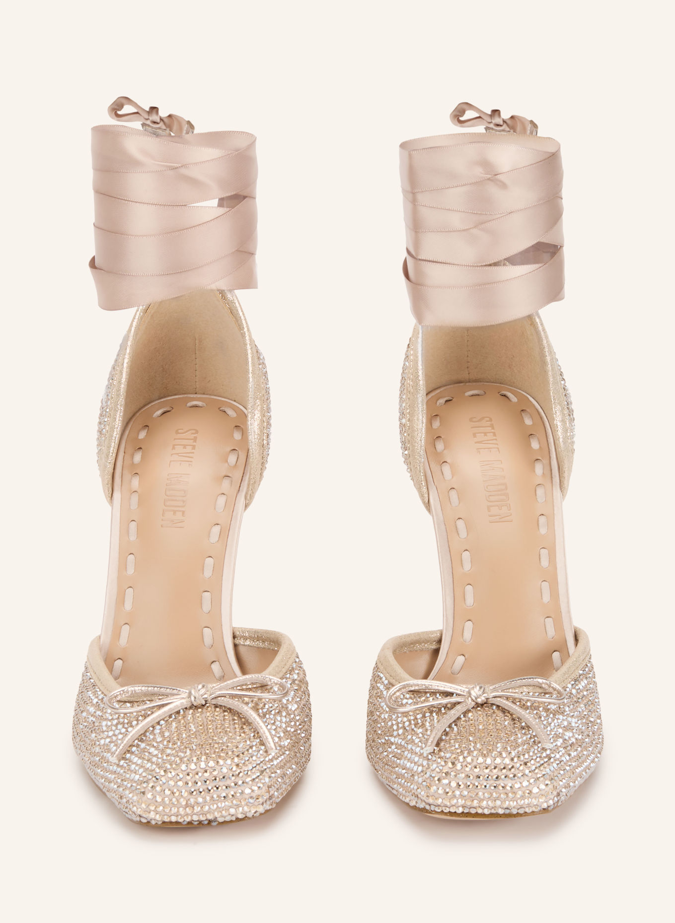 STEVE MADDEN LARINA Pumps with Rhinestones: WHITE GOLD / GOLD