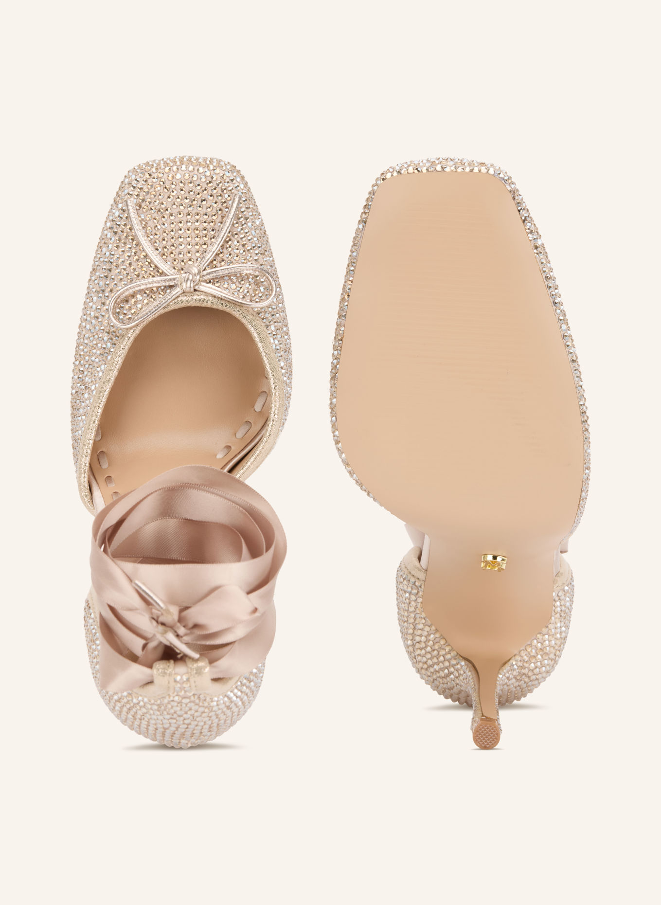 STEVE MADDEN LARINA Pumps with Rhinestones: WHITE GOLD / GOLD